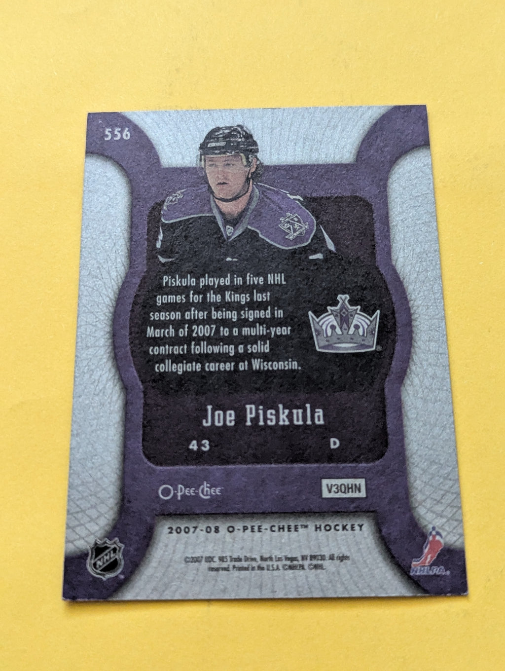 Joe Piskula Signed Los Angeles Kings Rookie Card