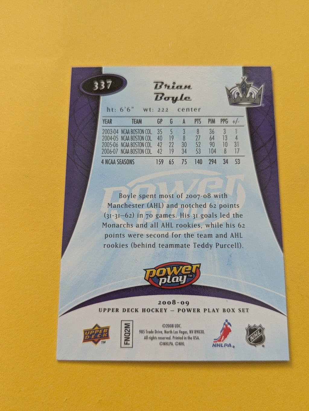 Brian Boyle Signed Los Angeles Kings Rookie Card