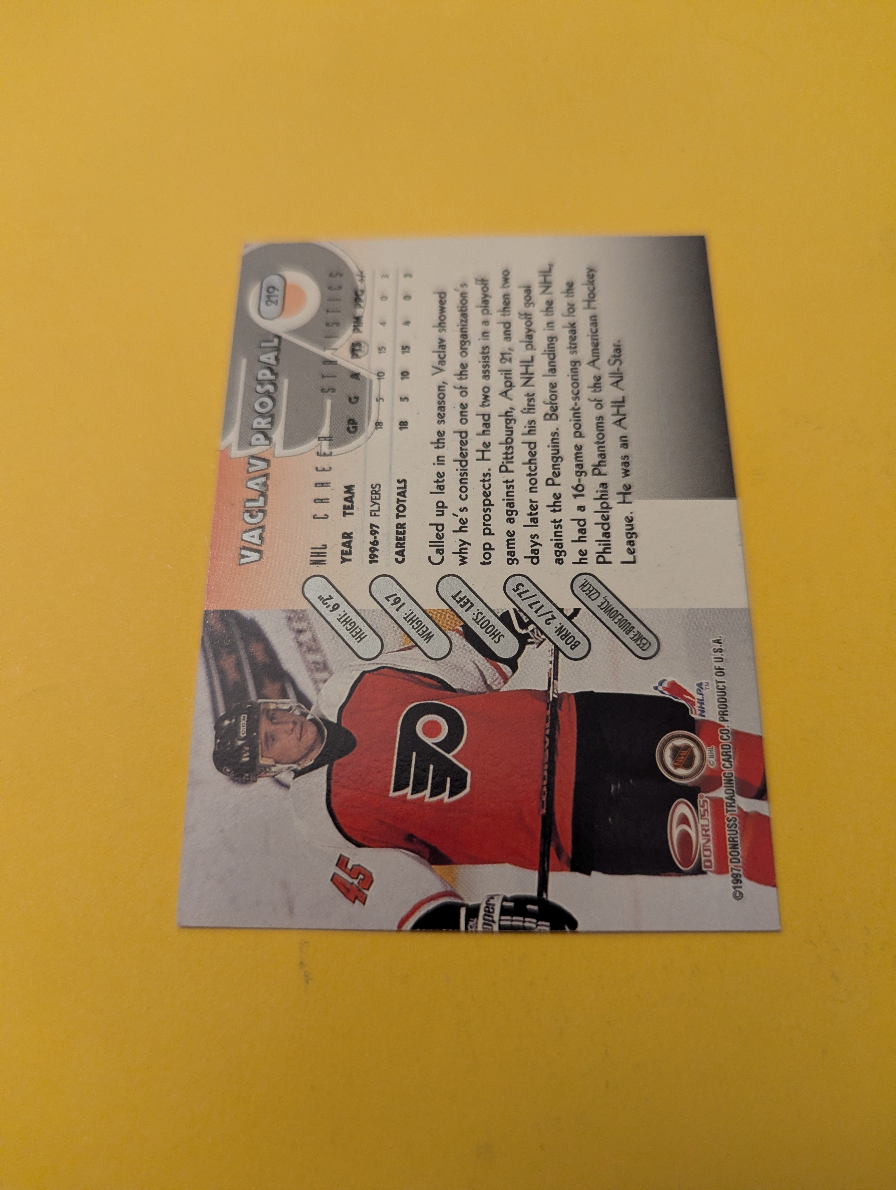 Vaclav Prospal Signed Philadelphia Flyers Card