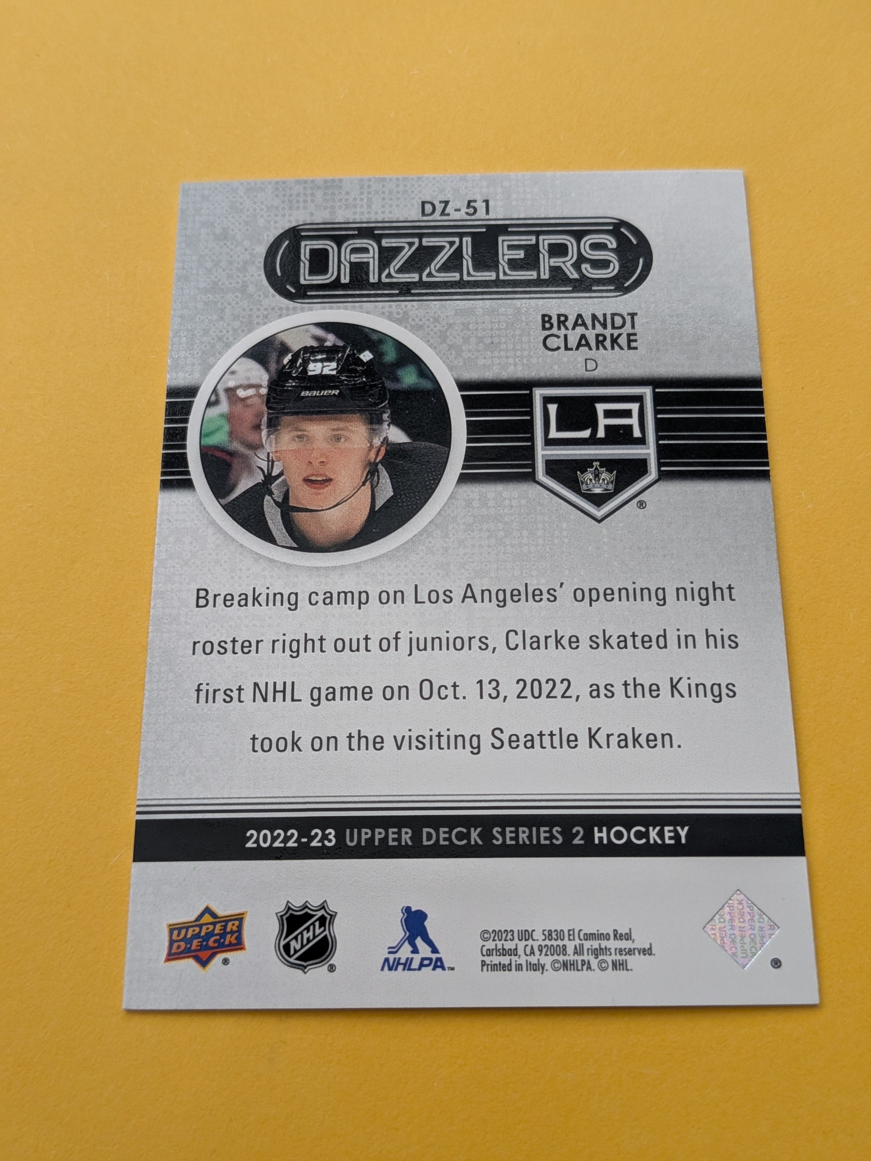 Brandt Clarke 22-23 Upper Deck Dazzlers Green Card