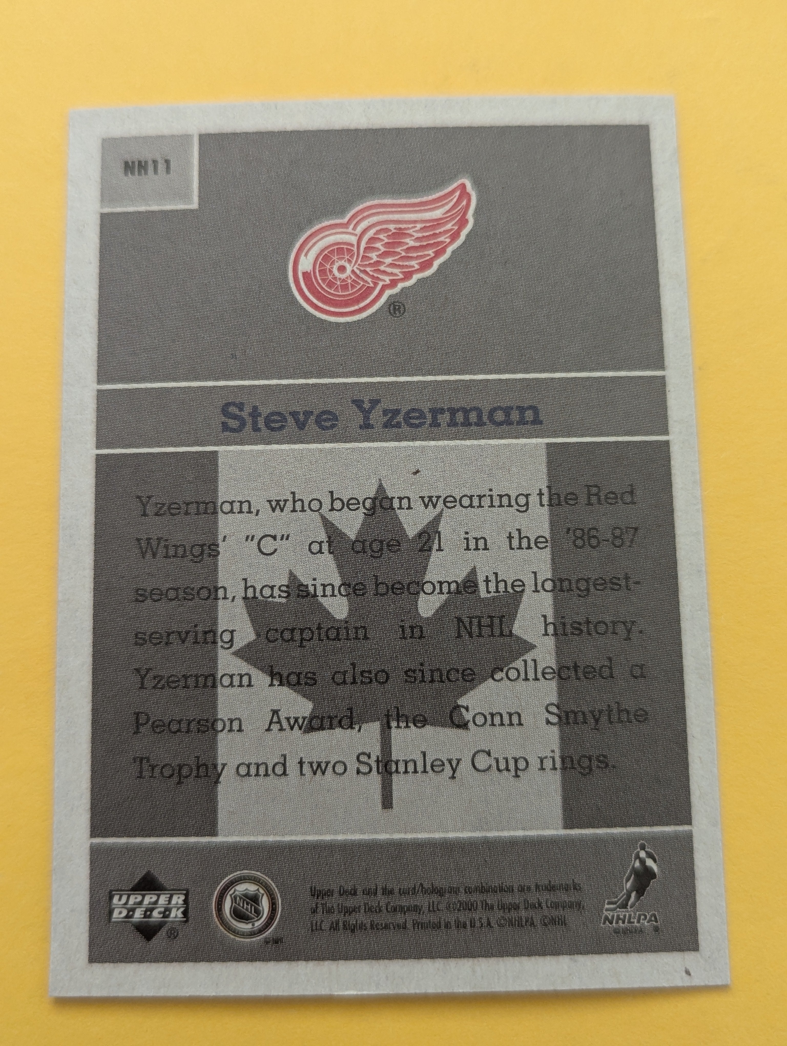 Steve Yzerman 00-01 Upper Deck Vintage National Heroes Card