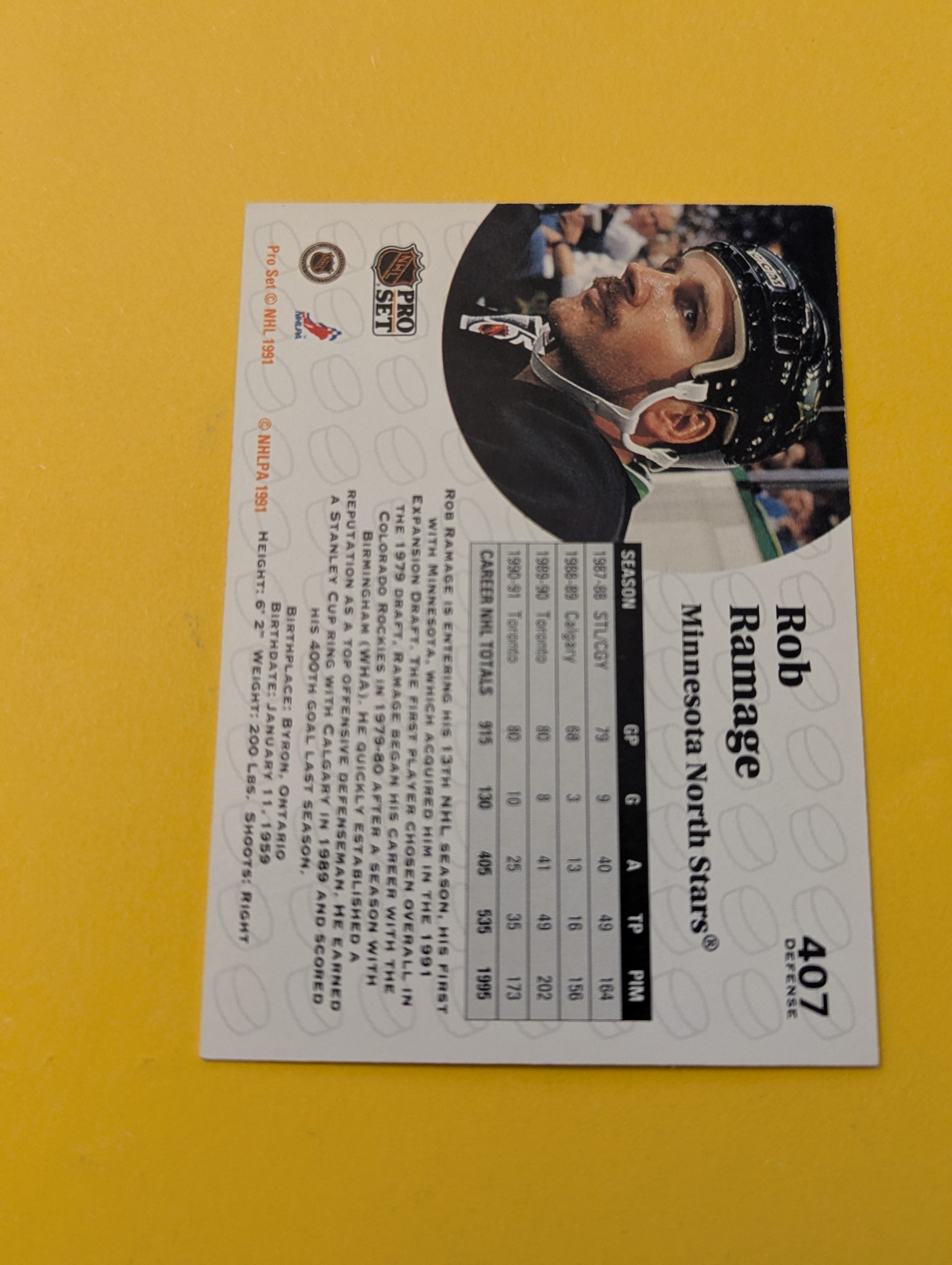 Rob Ramage Signed Minnesota North Stars Card
