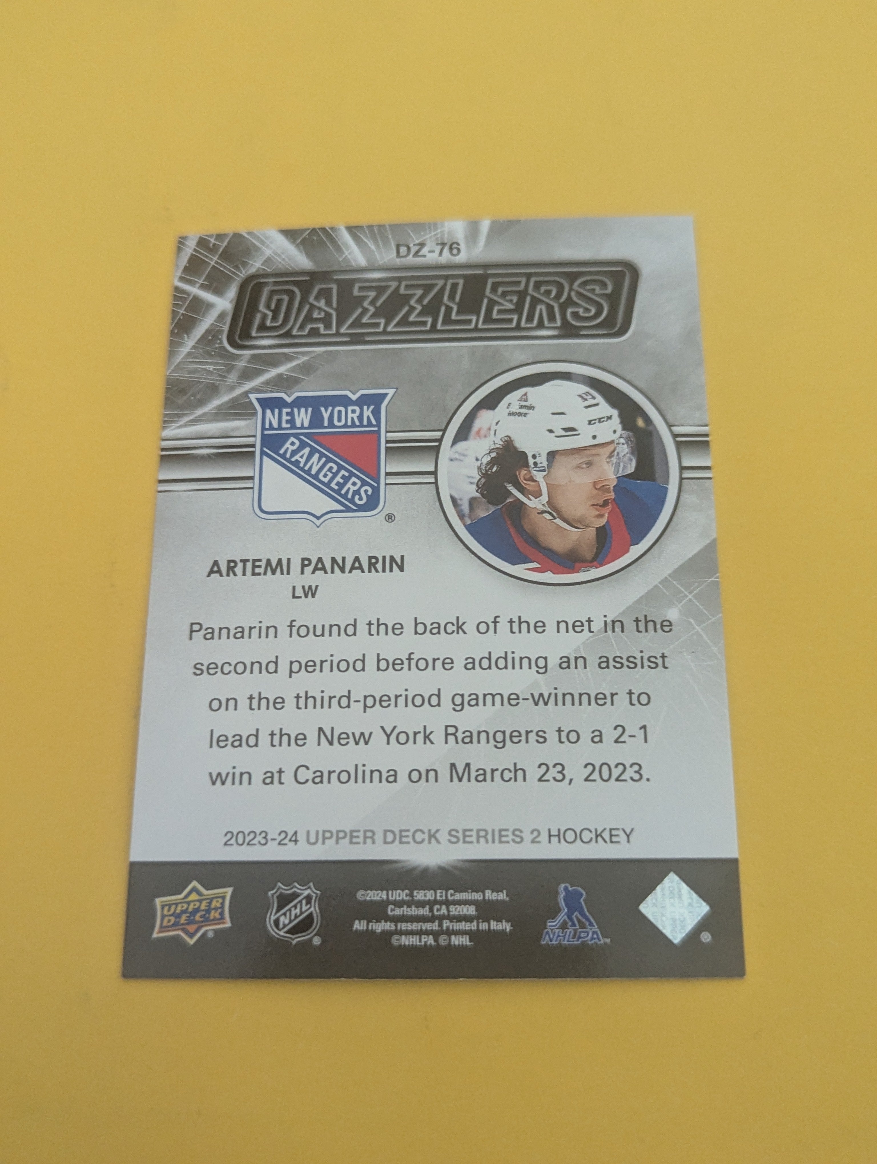 Artemi Panarin 23-24 Upper Deck Dazzlers Green Card