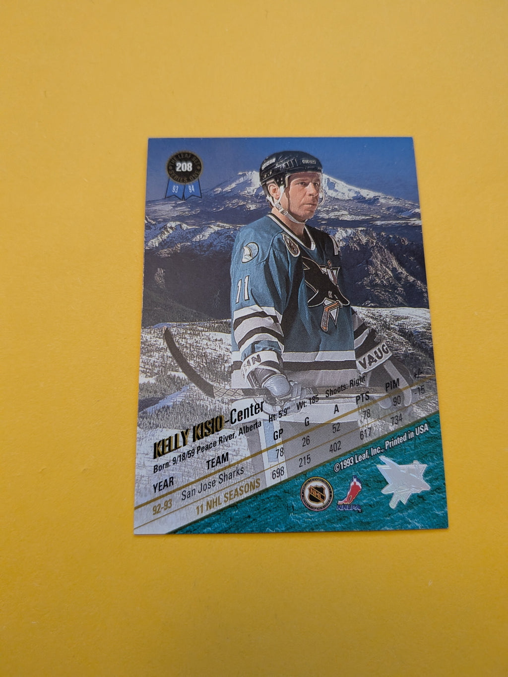 Kelly Kisio Signed San Jose Sharks Card F
