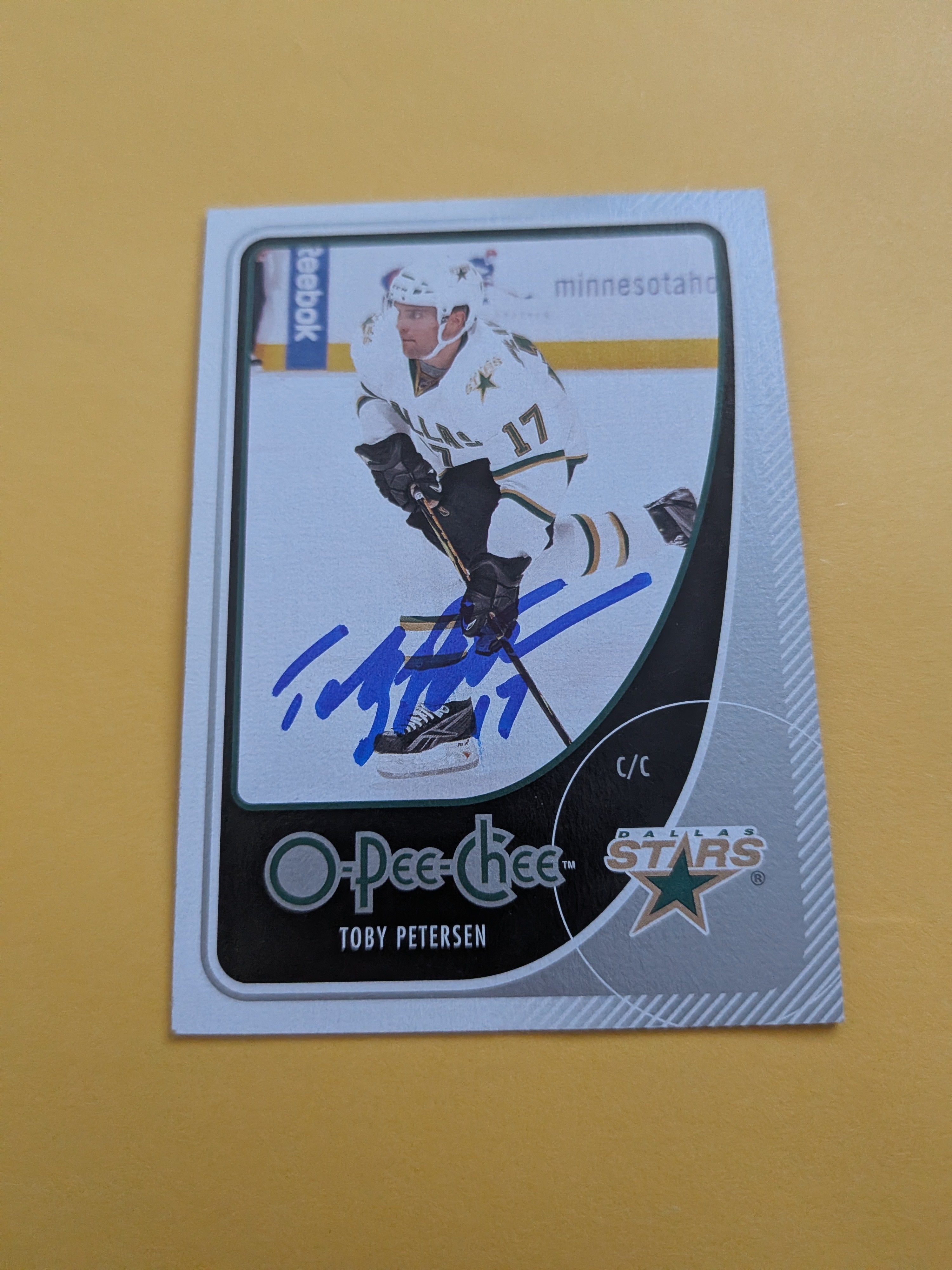 Toby Petersen Signed Dallas Stars Card