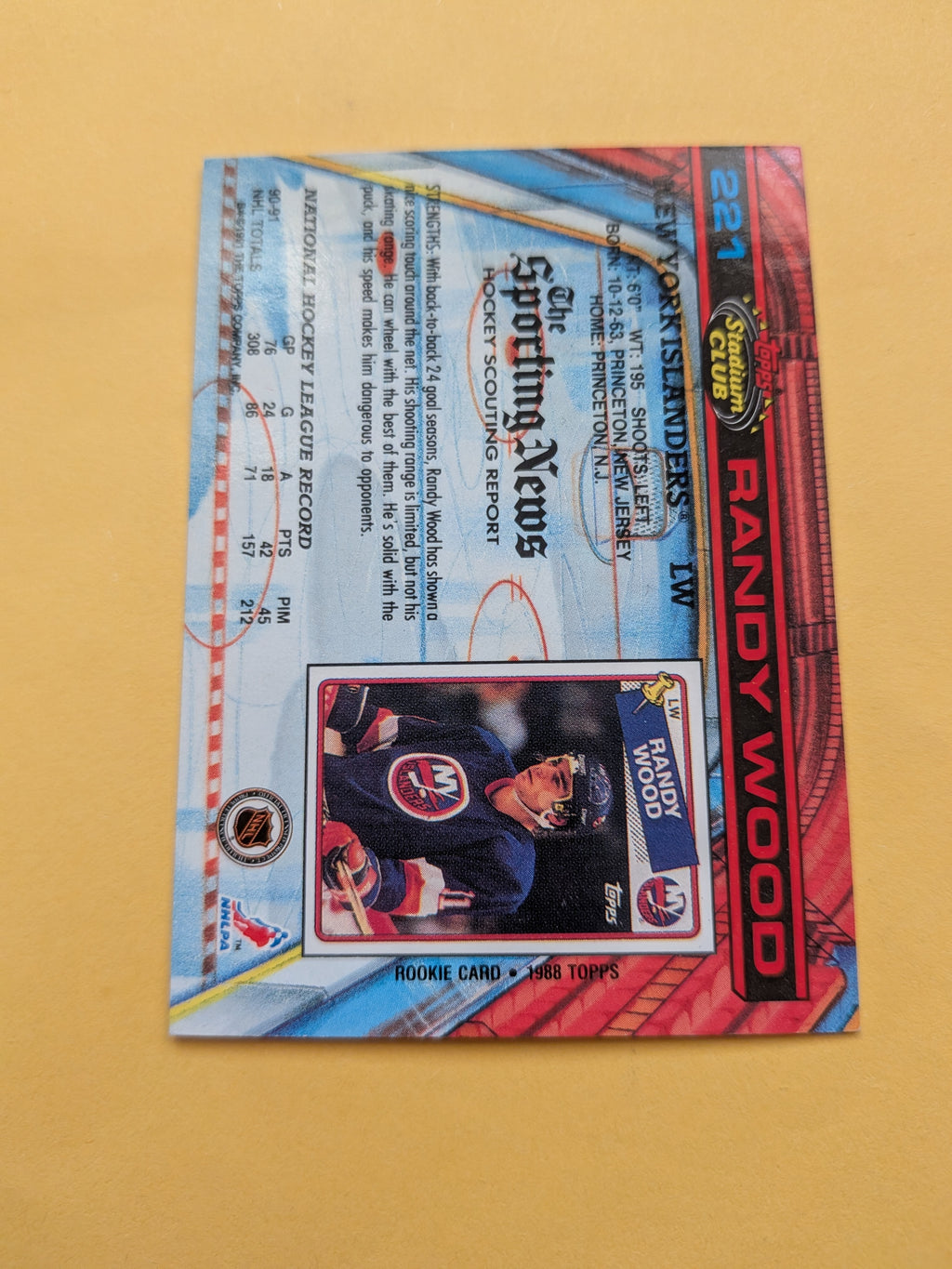 Randy Wood Signed New York Islanders Card F
