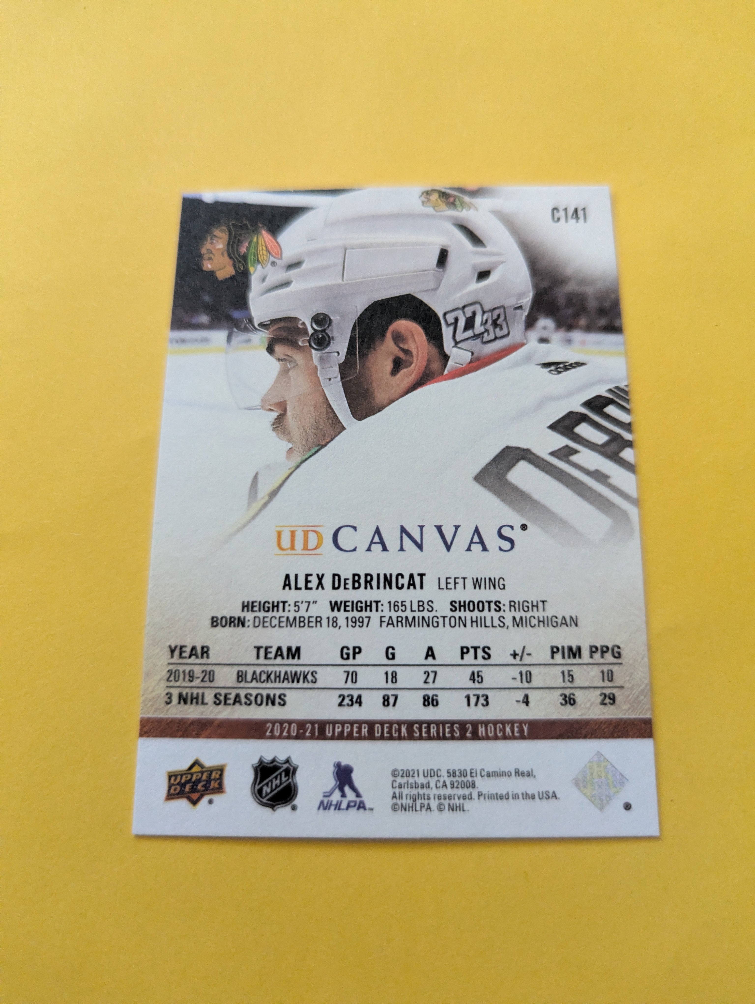 Alex DeBrincat 20-21 Upper Deck UD Canvas Card