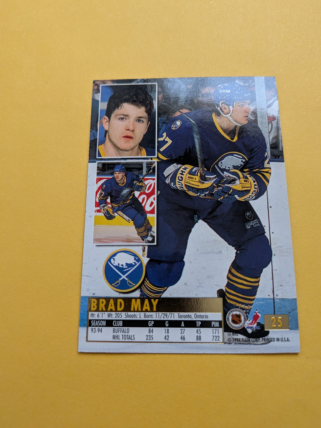 Brad May Signed Buffalo Sabres Card C