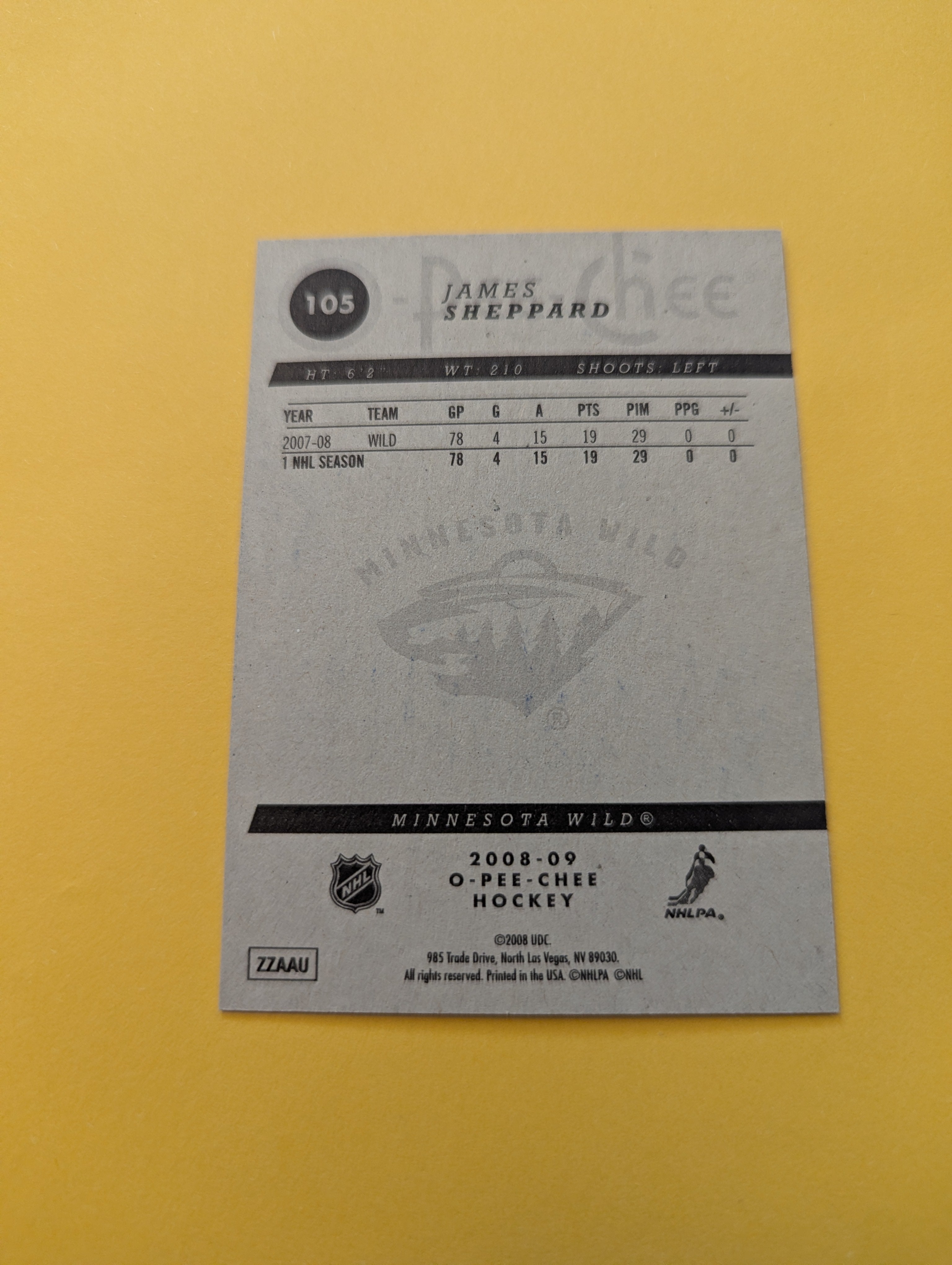 James Sheppard Signed Minnesota Wild Card