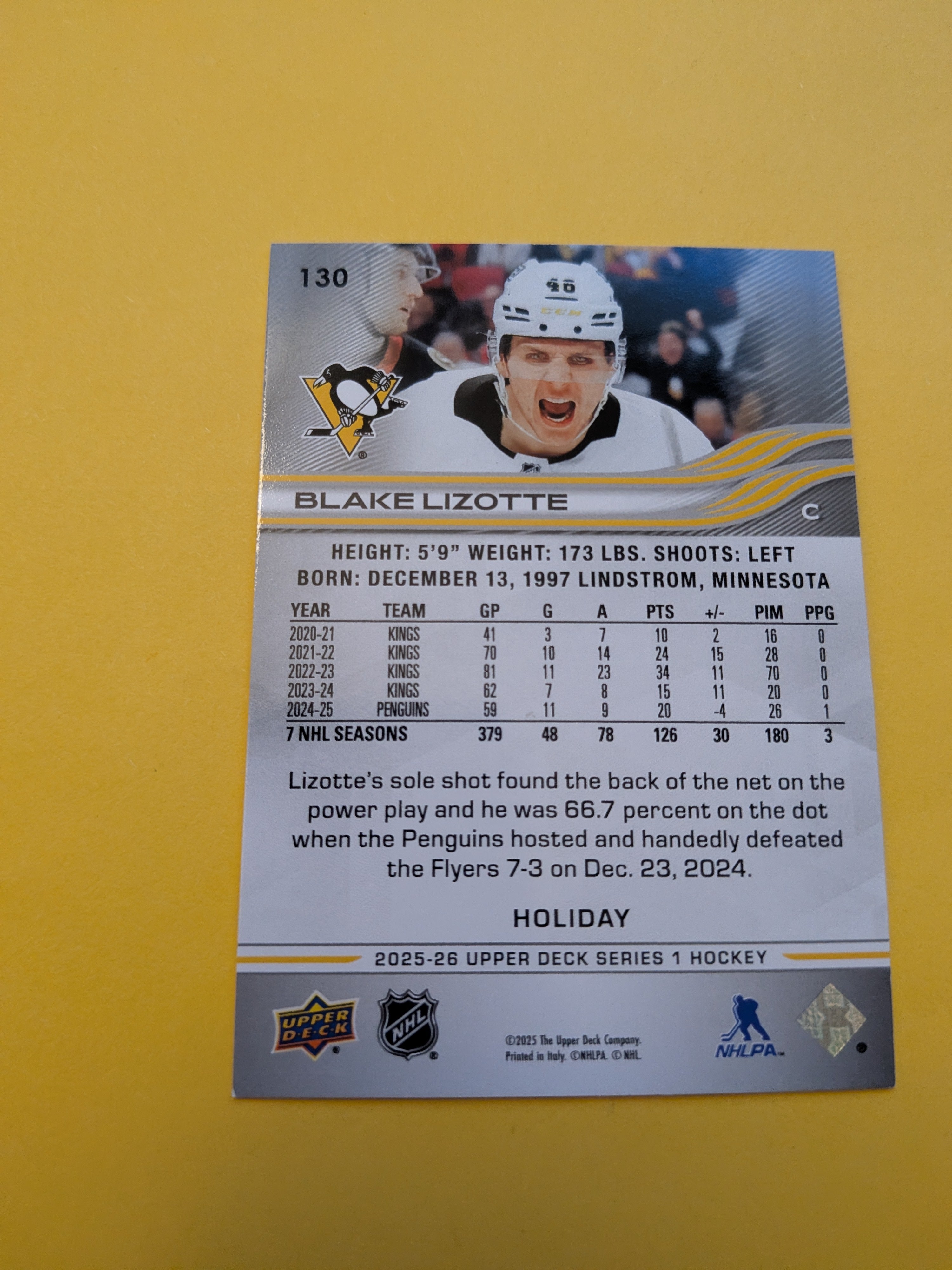 Blake Lizotte 25-26 Upper Deck Green Holiday Card