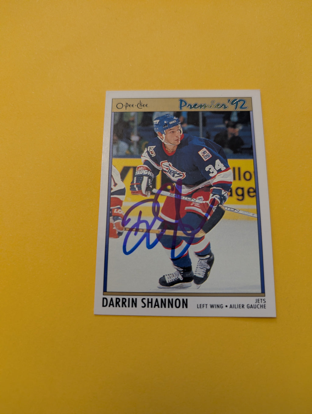 Darrin Shannon Signed Winnipeg Jets Card