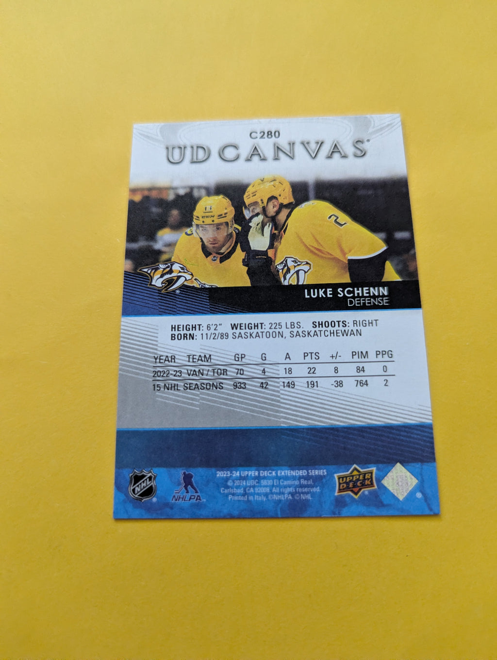 Luke Schenn 23-24 Upper Deck UD Canvas Card