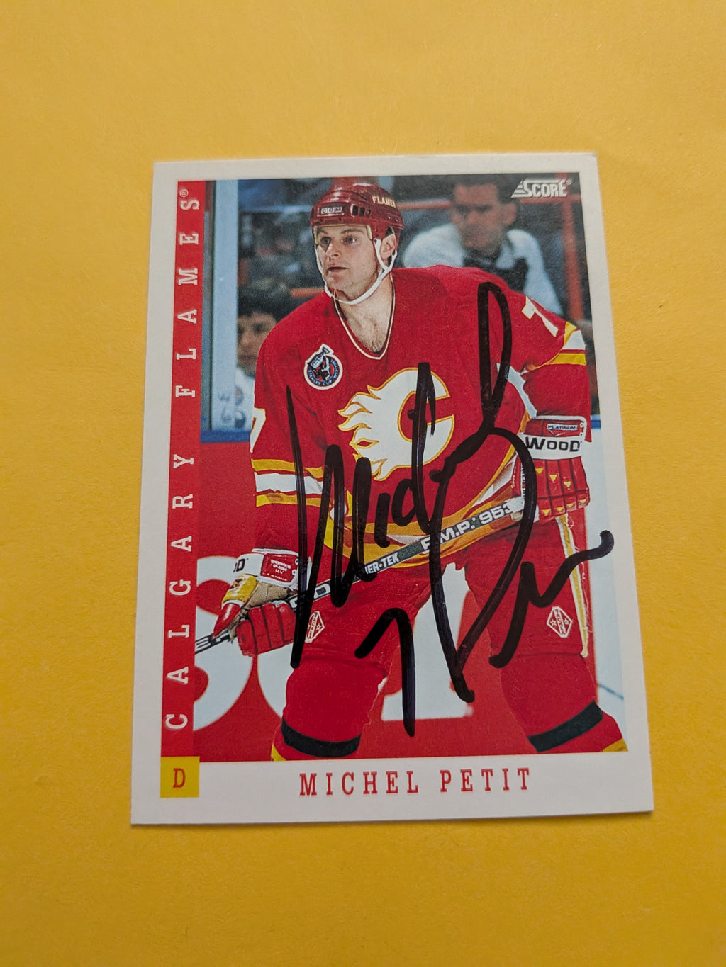 Michel Petit Signed Calgary Flames Card