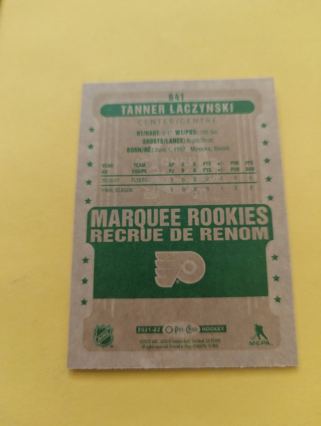 Tanner Laczynski 21-22 OPC Retro Rookie Card