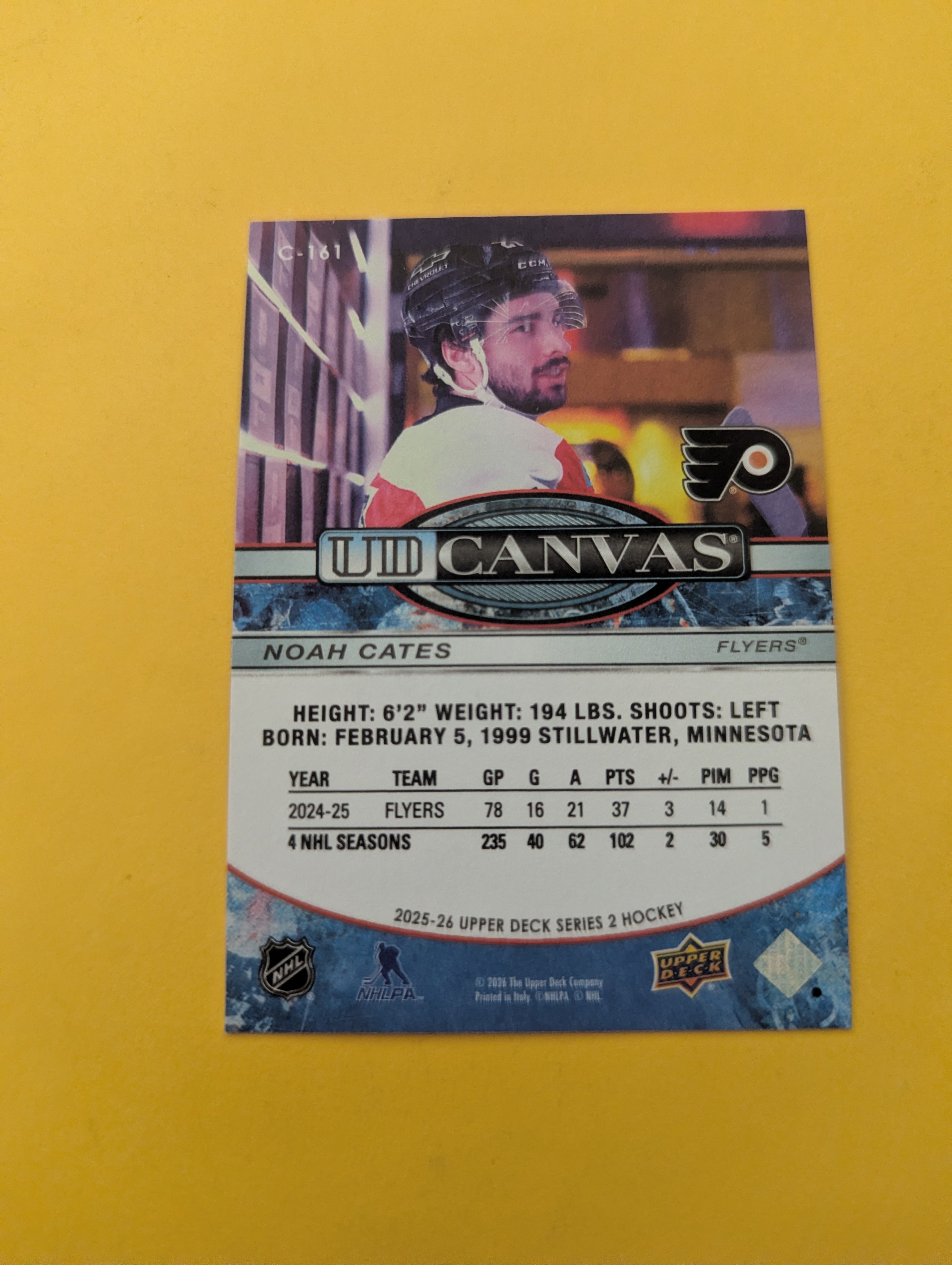 Noah Cates 25-26 Upper Deck UD Canvas Card