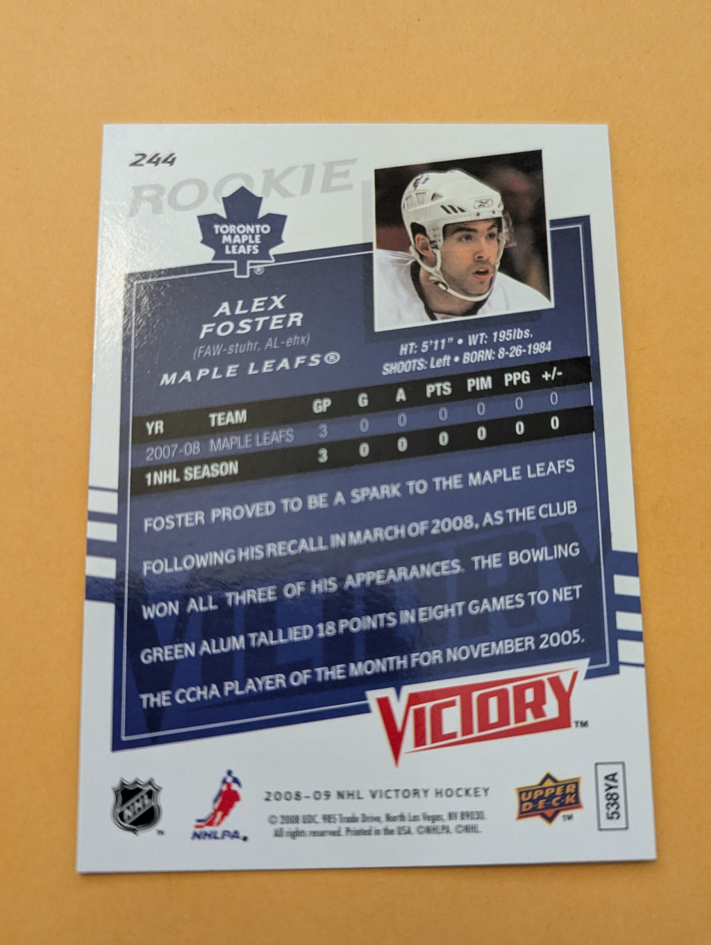 Alex Foster Signed Toronto Maple Leafs Rookie Card