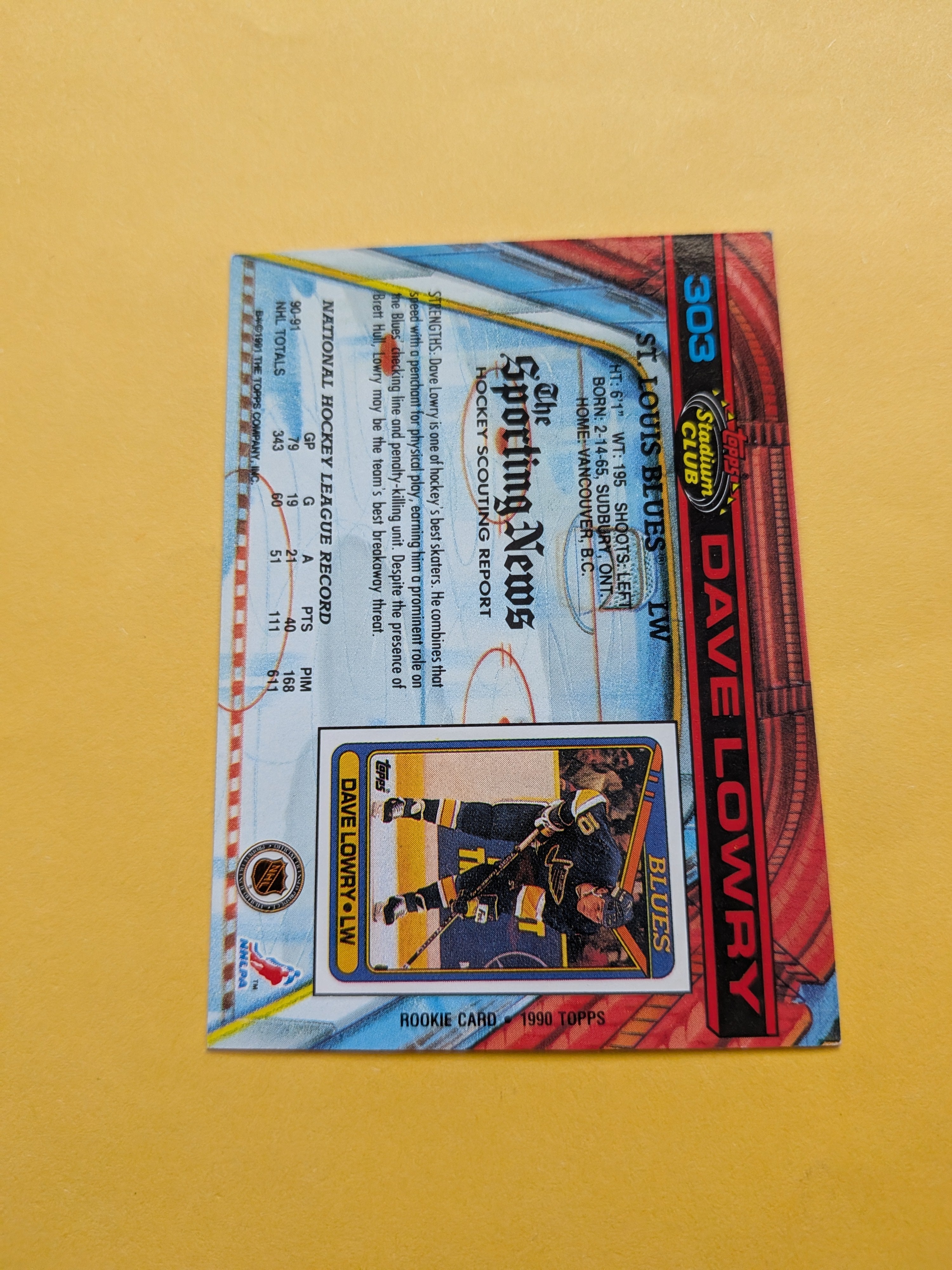 Dave Lowry Signed St. Louis Blues Card E