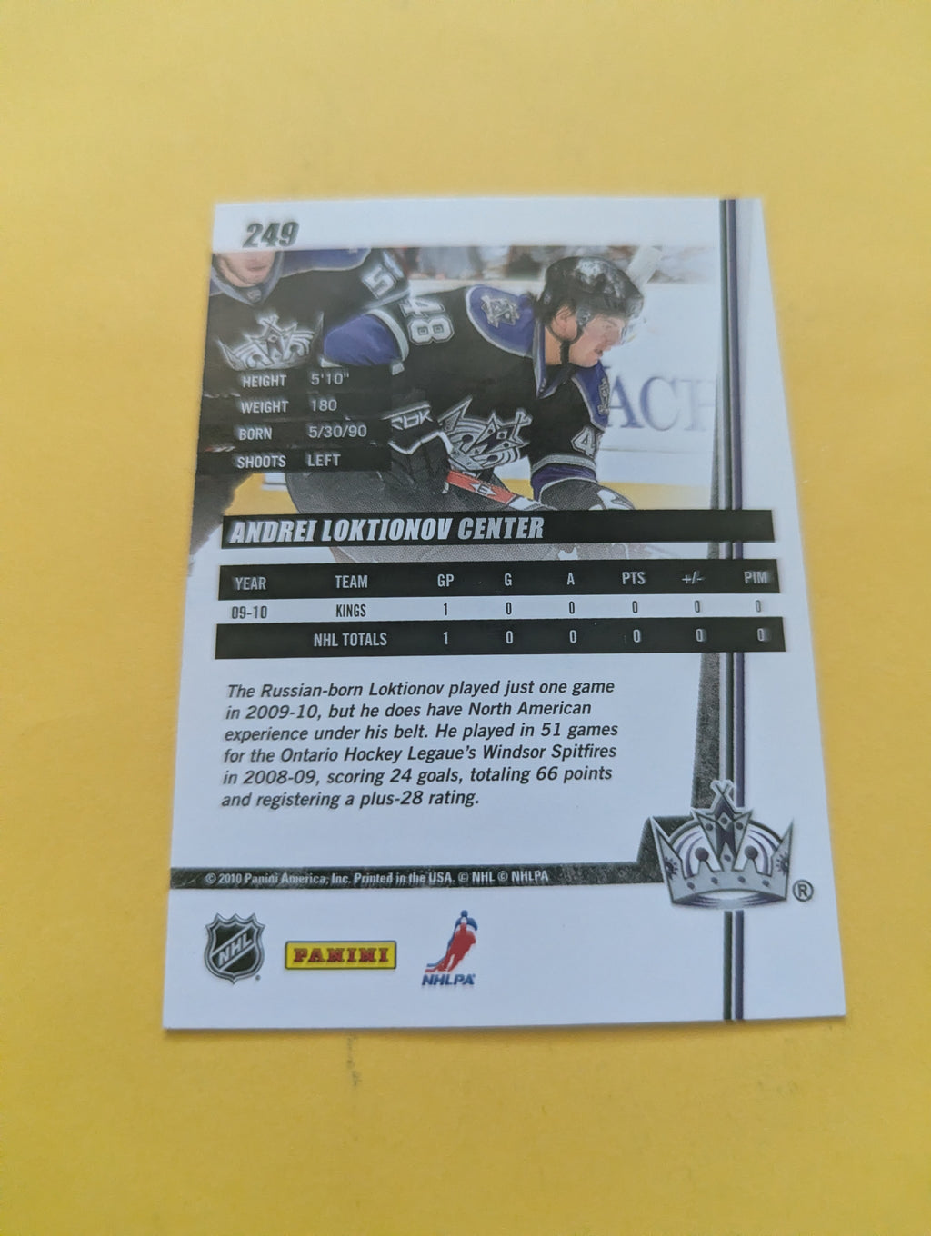 Andrei Loktionov Signed Los Angeles Kings Card
