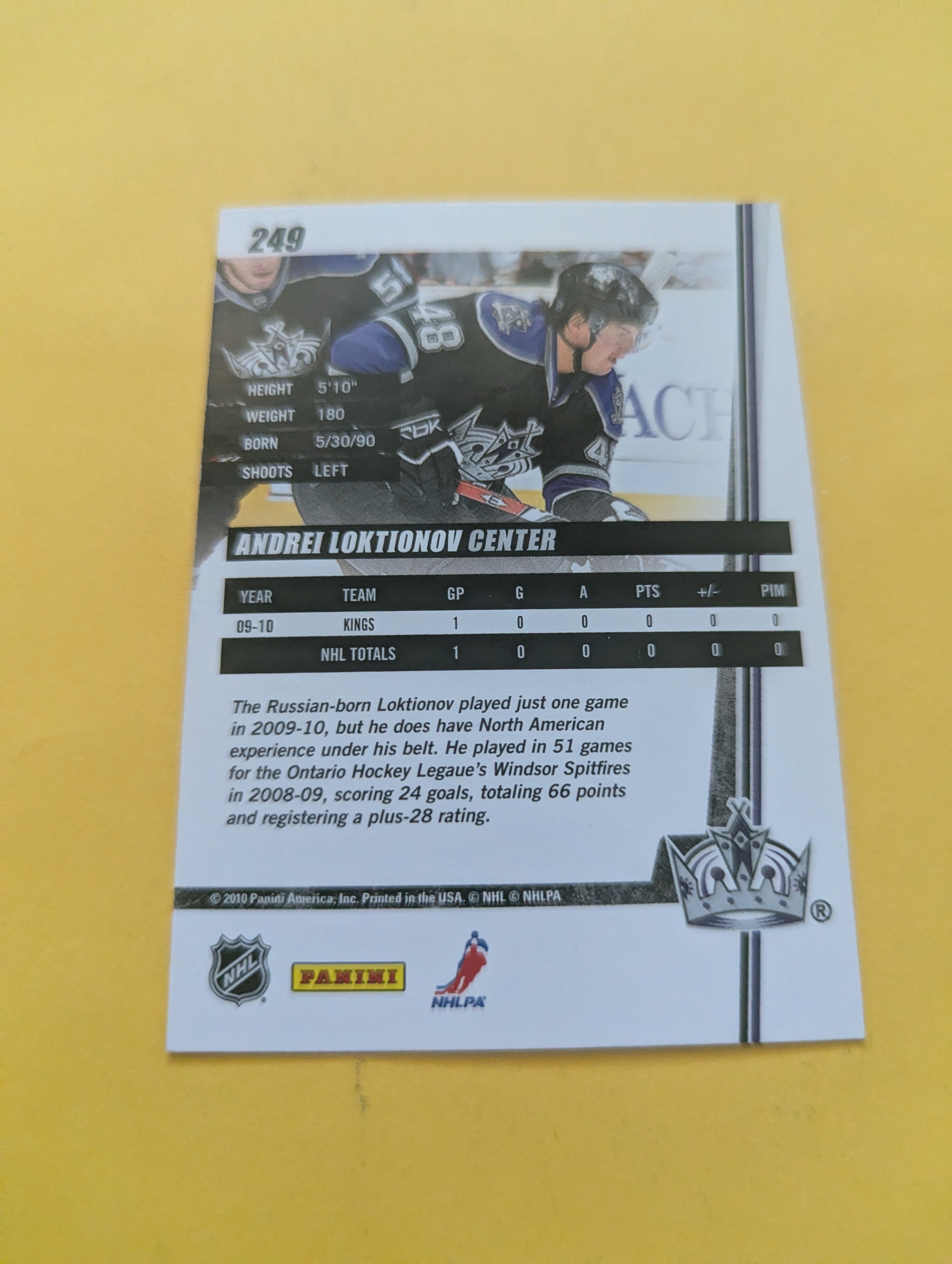 Andrei Loktionov Signed Los Angeles Kings Card