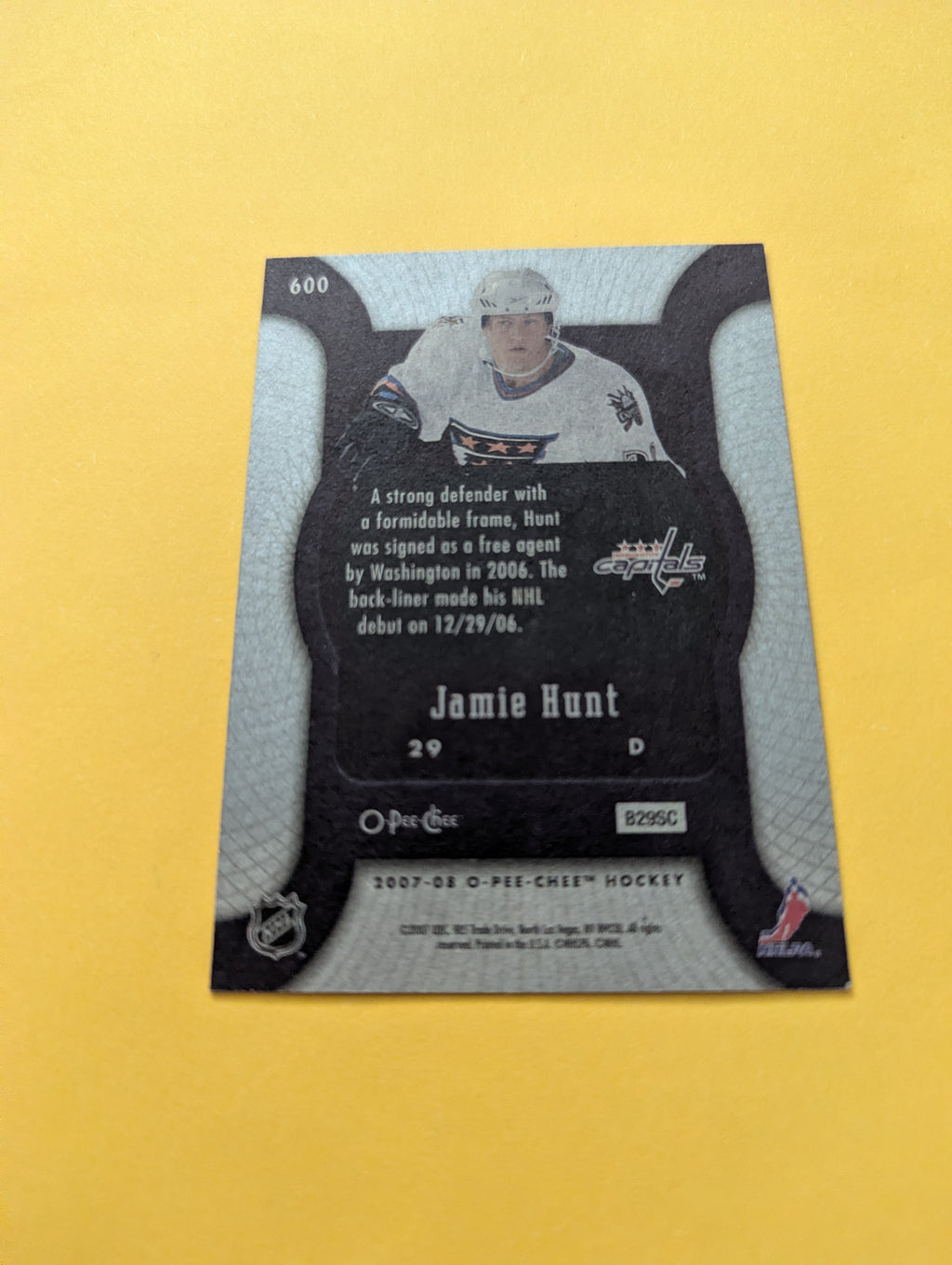 Jamie Hunt Signed Washington Capitals Rookie Card