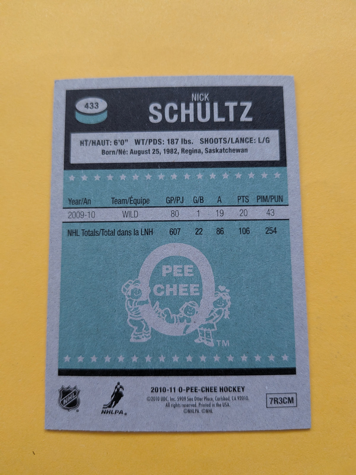 Nick Schultz Signed Minnesota Wild Card B