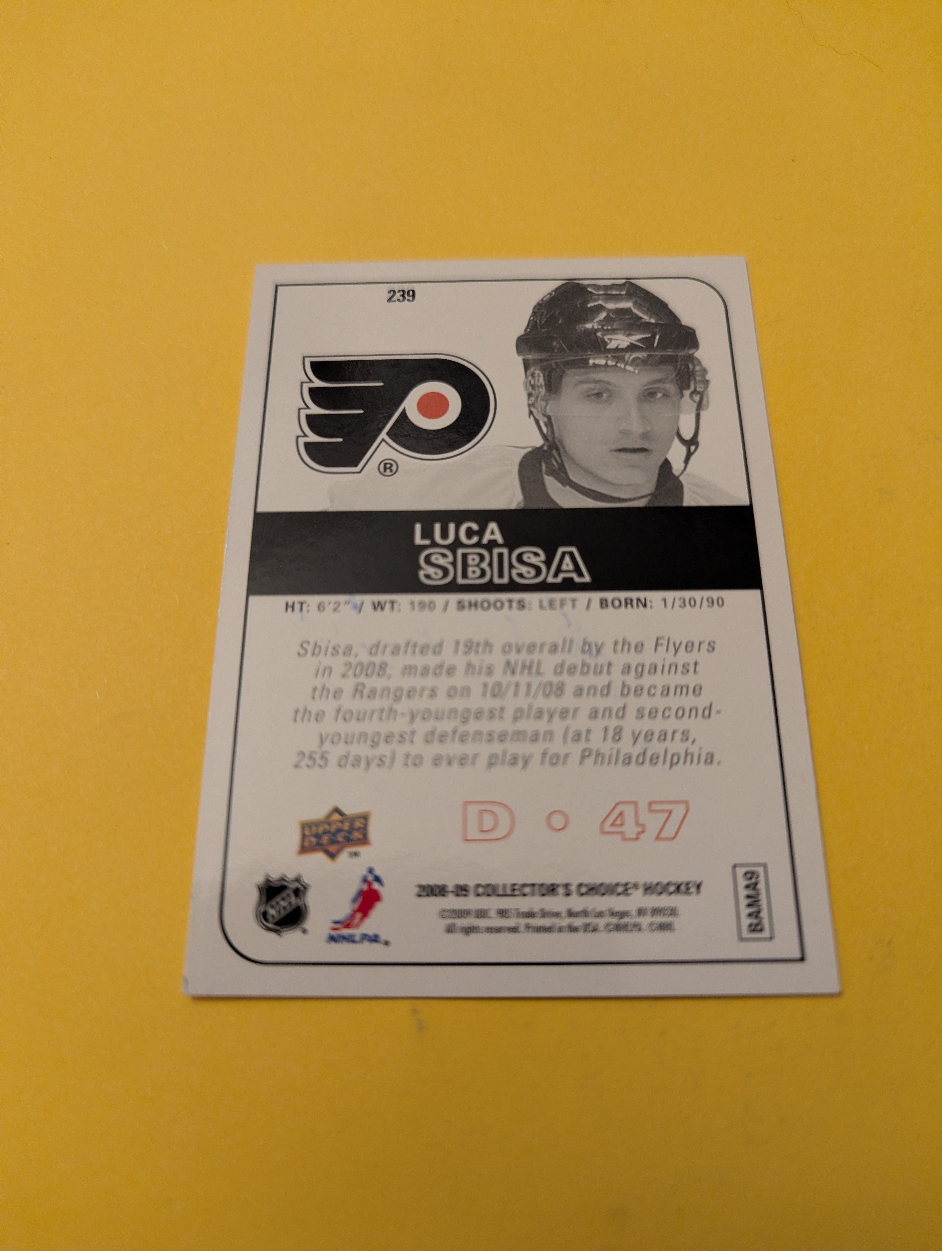 Luca Sbisa Signed Philadelphia Flyers Rookie Card