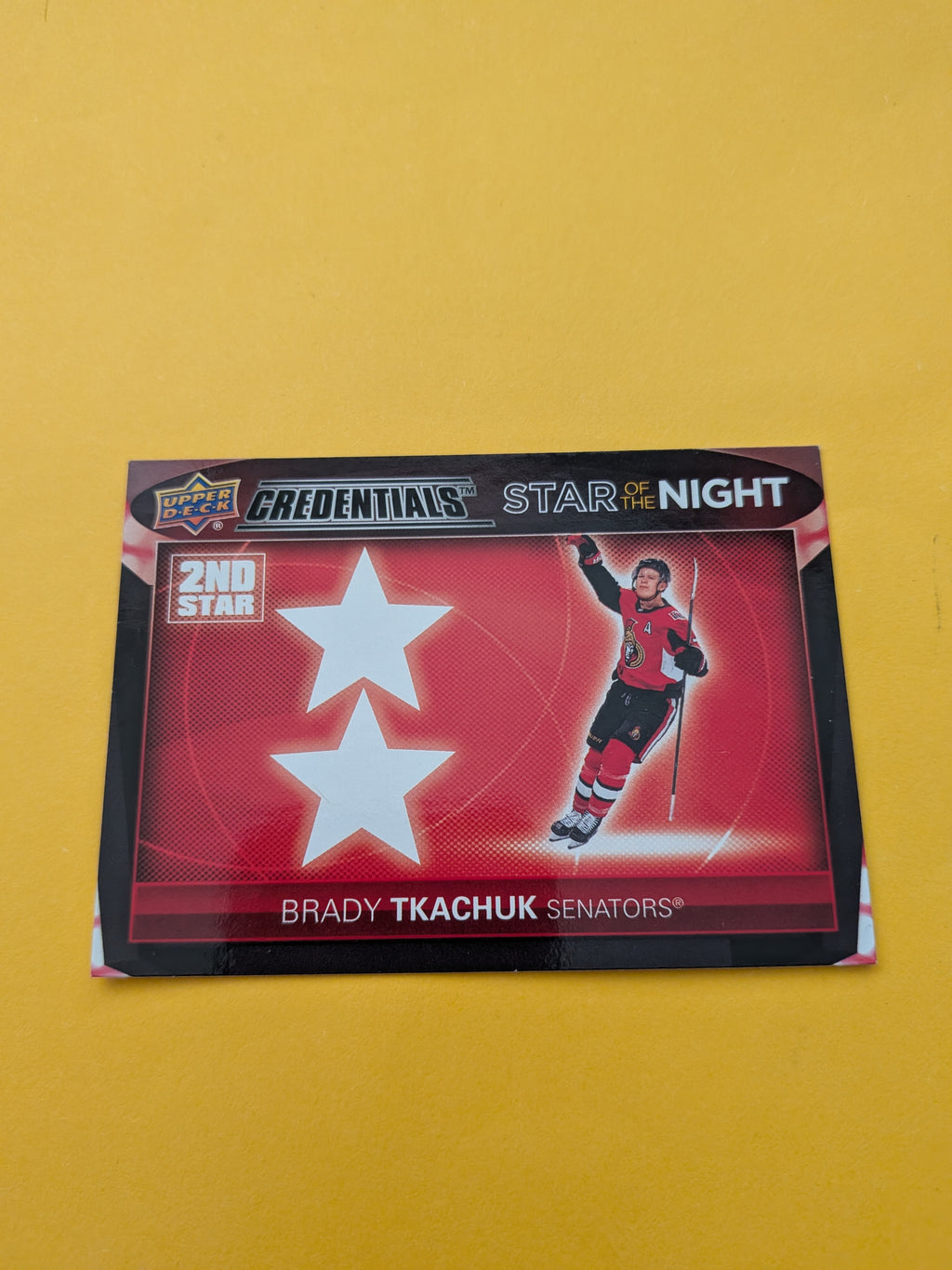 Brady Tkachuk 21-22 Upper Deck Credentials Star Of The Night Card