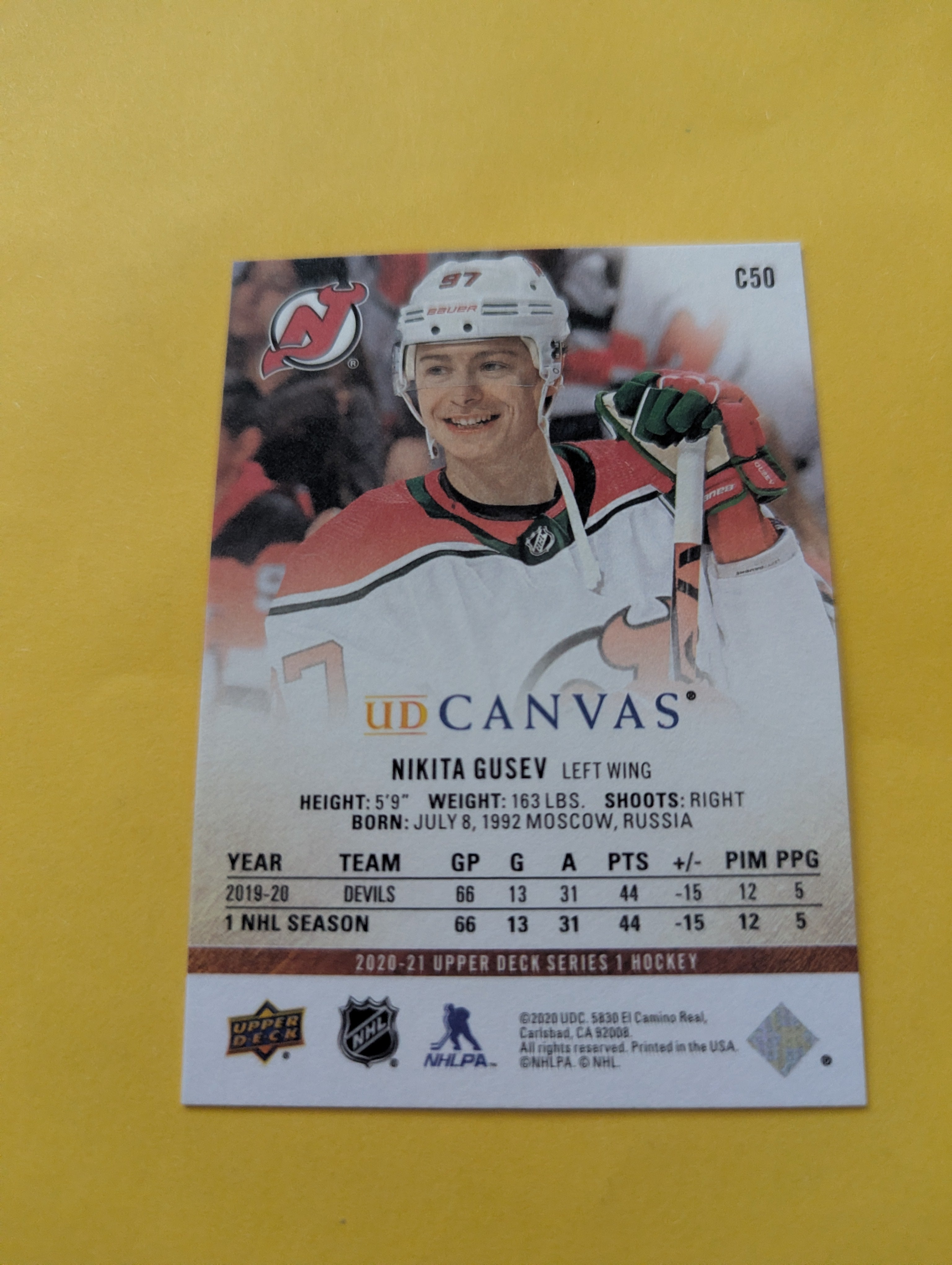 Nikita Gusev 20-21 Upper Deck UD Canvas Card