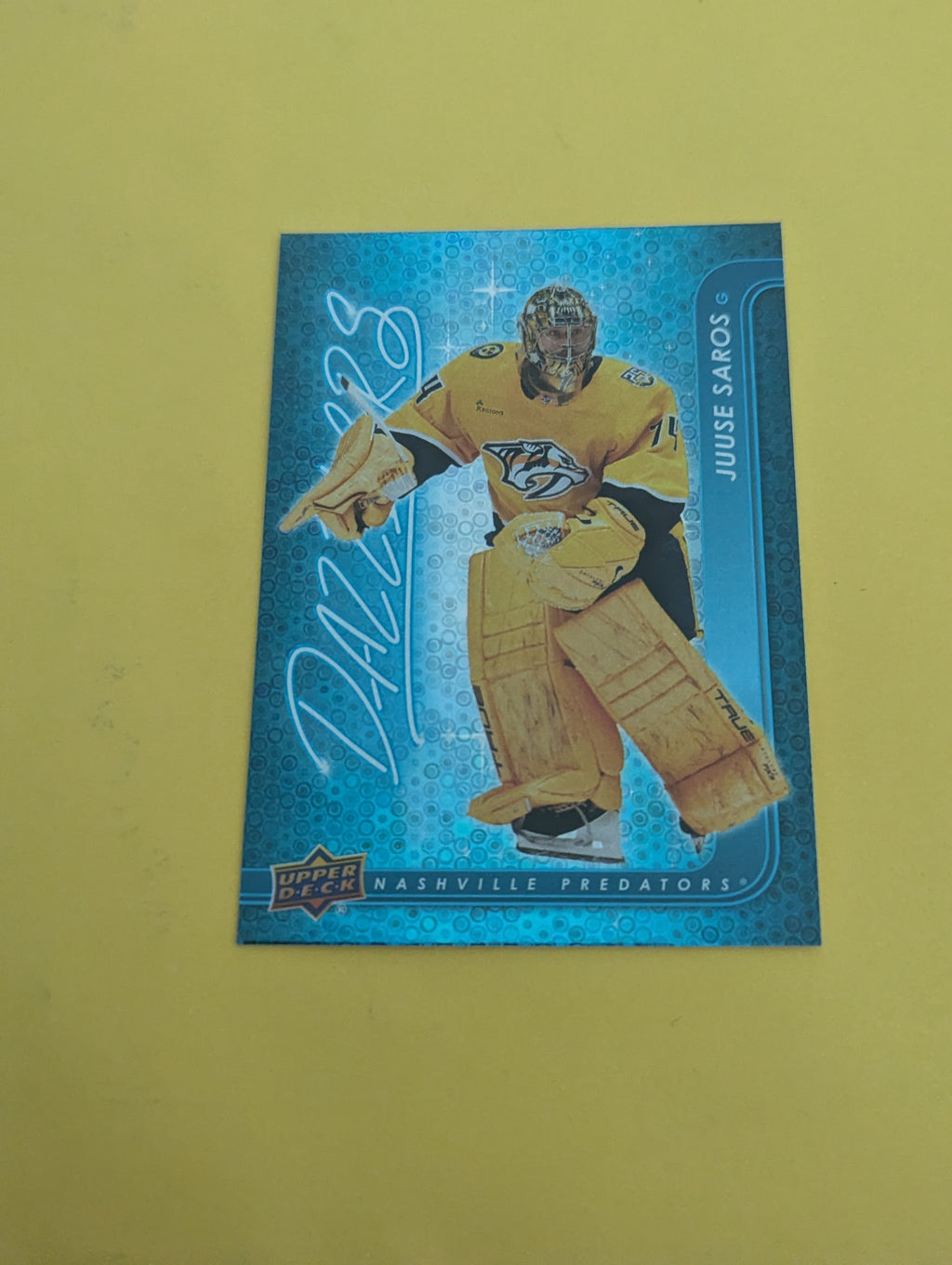 Juuse Saros 24-25 Upper Deck Dazzlers Blue Card