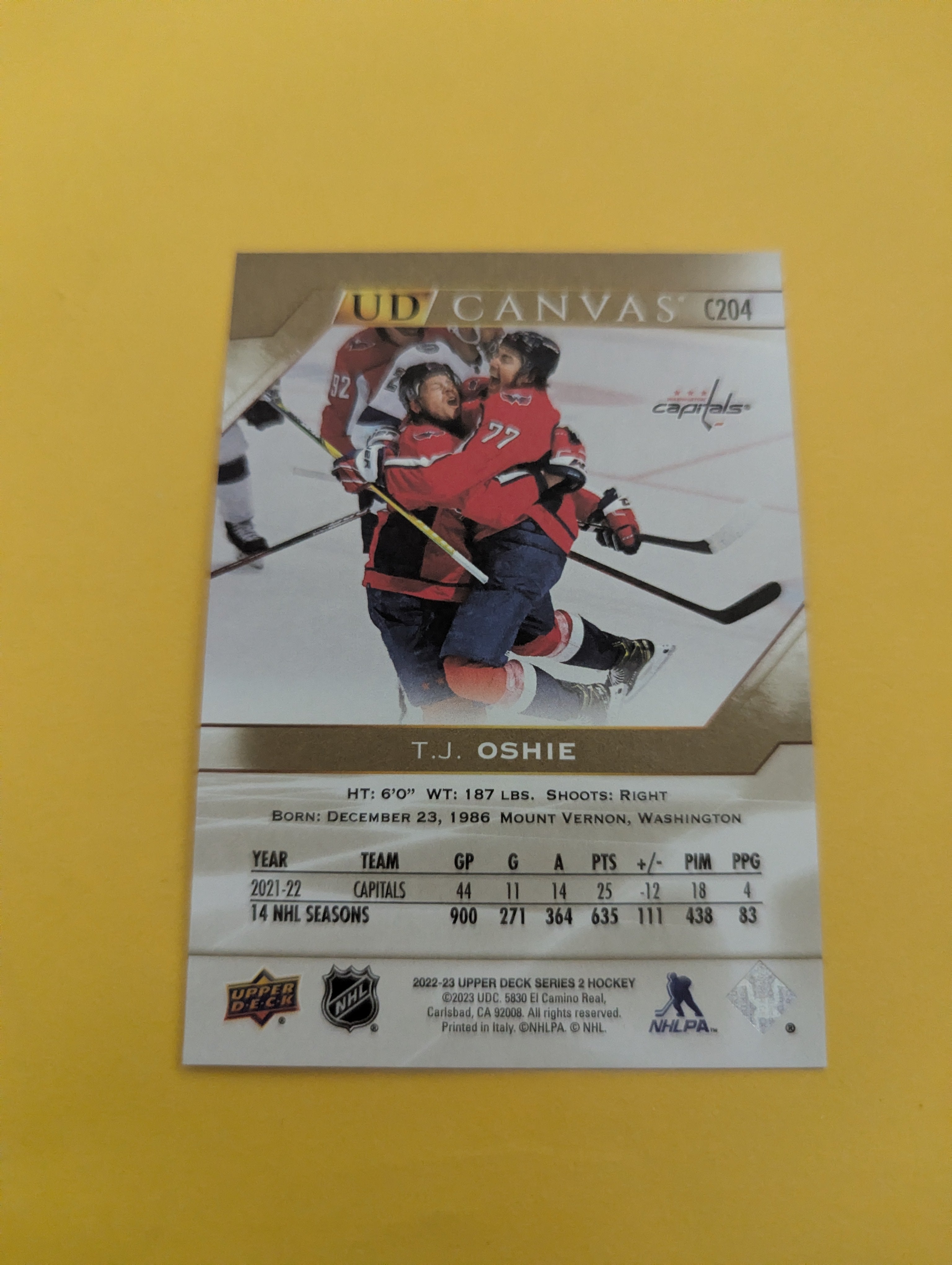 T.J. Oshie 22-23 Upper Deck UD Canvas Card