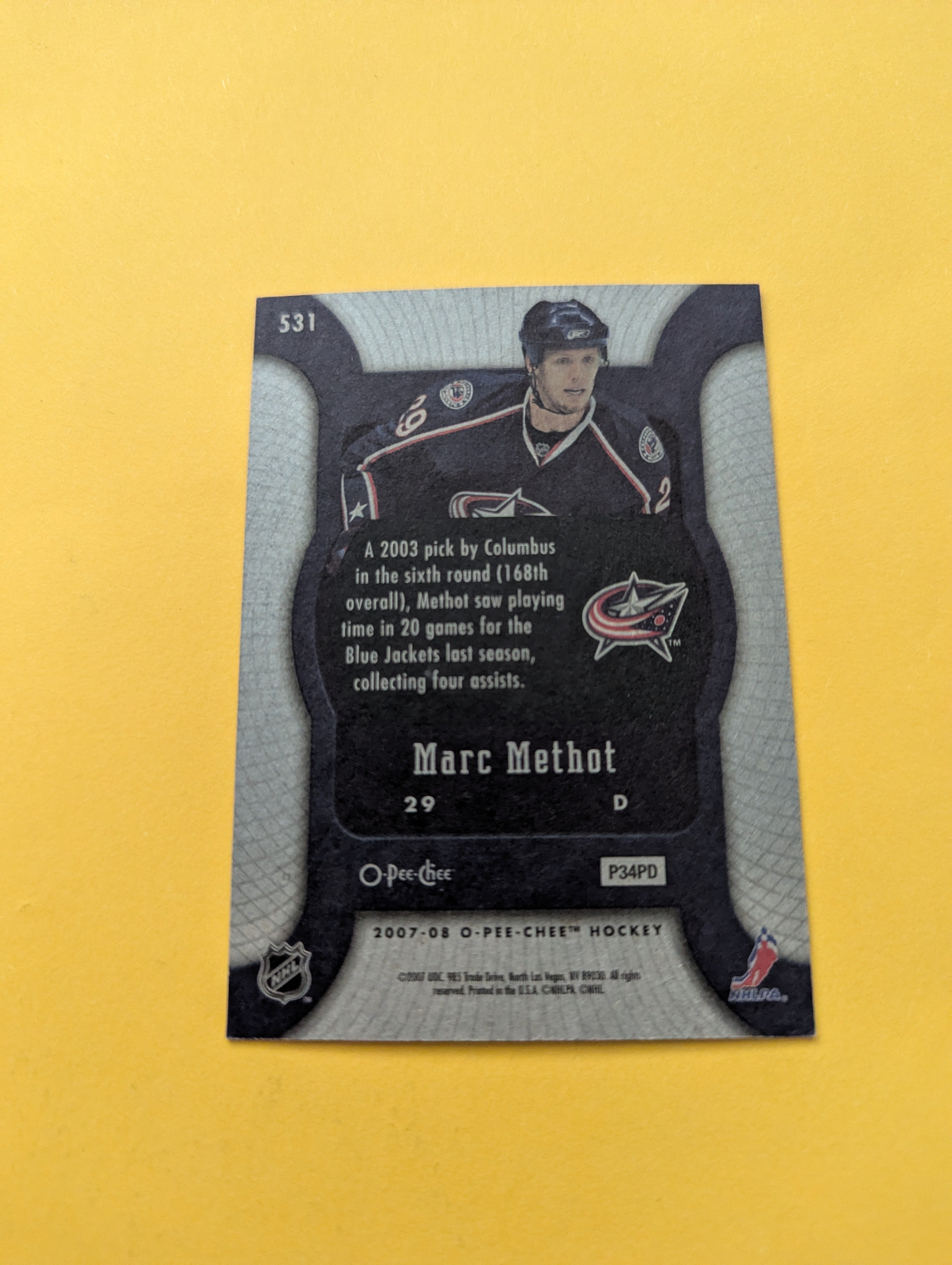 Marc Methot Signed Columbus Blue Jackets Rookie Card