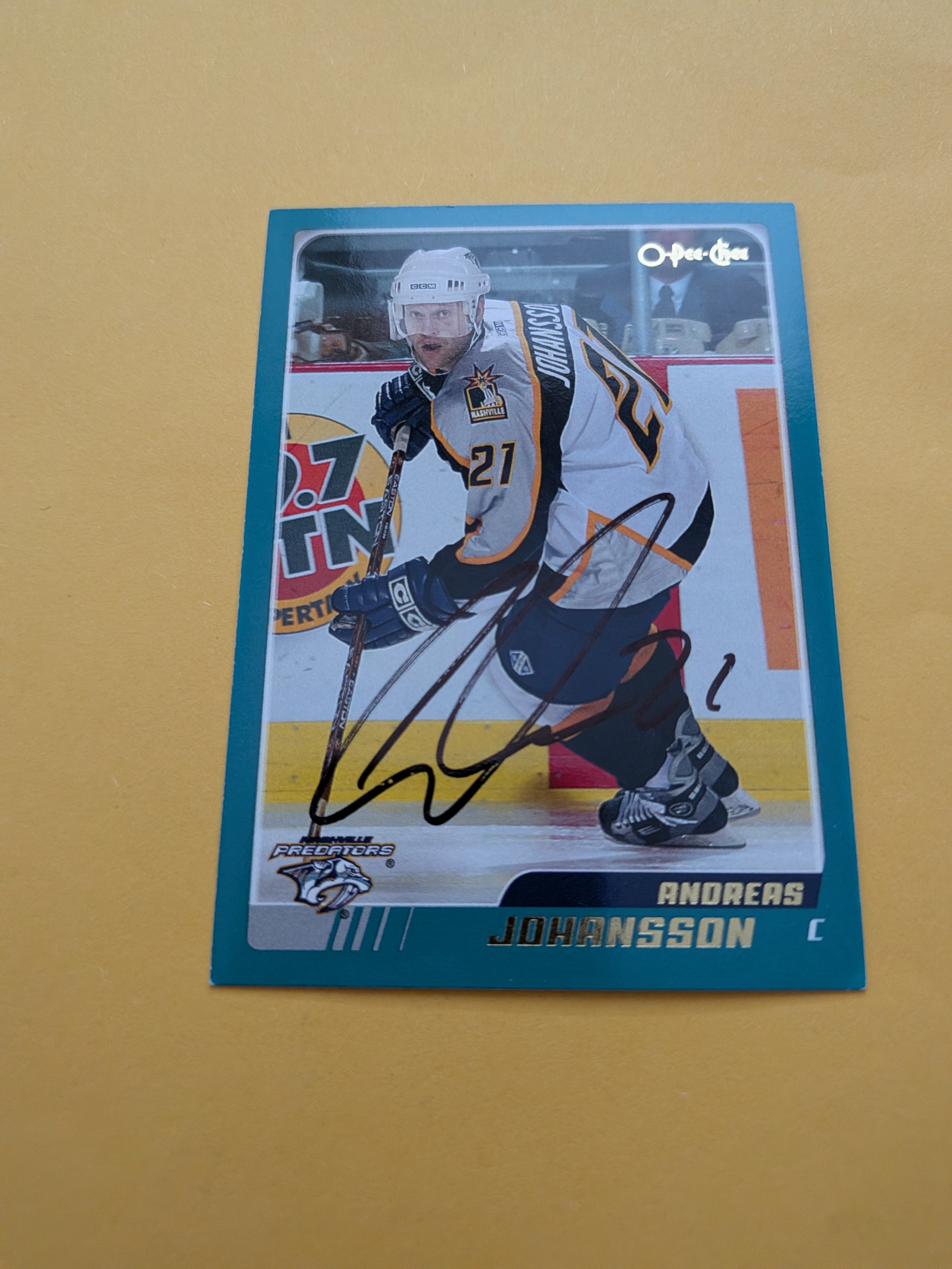 Andreas Johansson Signed Nashville Predators Card