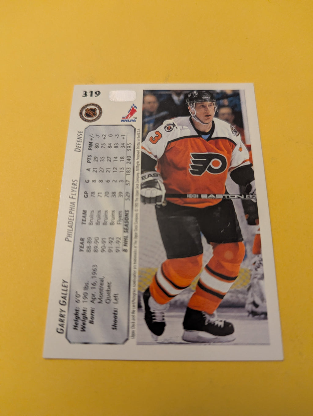 Garry Galley Signed Philadelphia Flyers Card