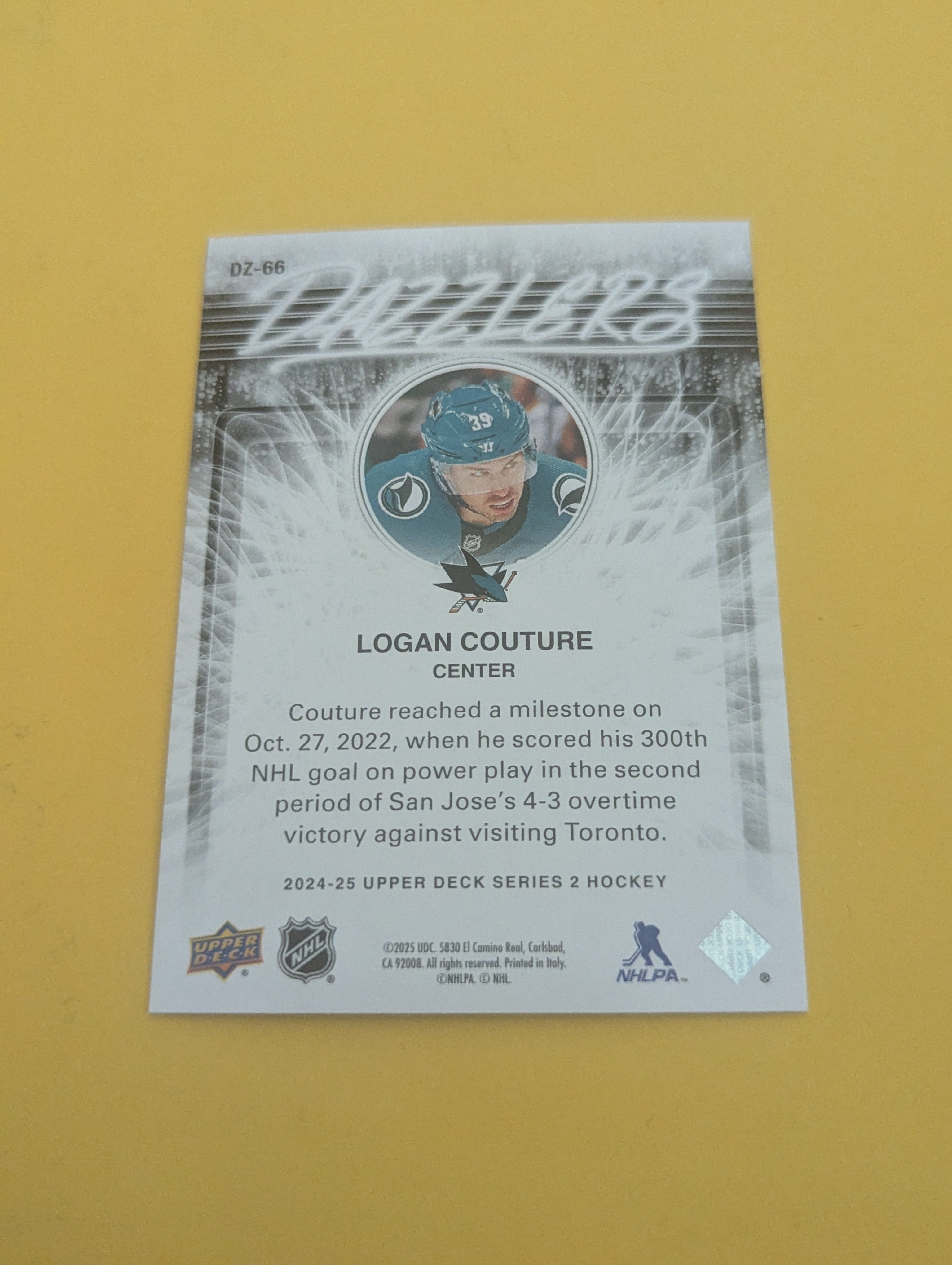Logan Couture 24-25 Upper Deck Dazzlers Green Card