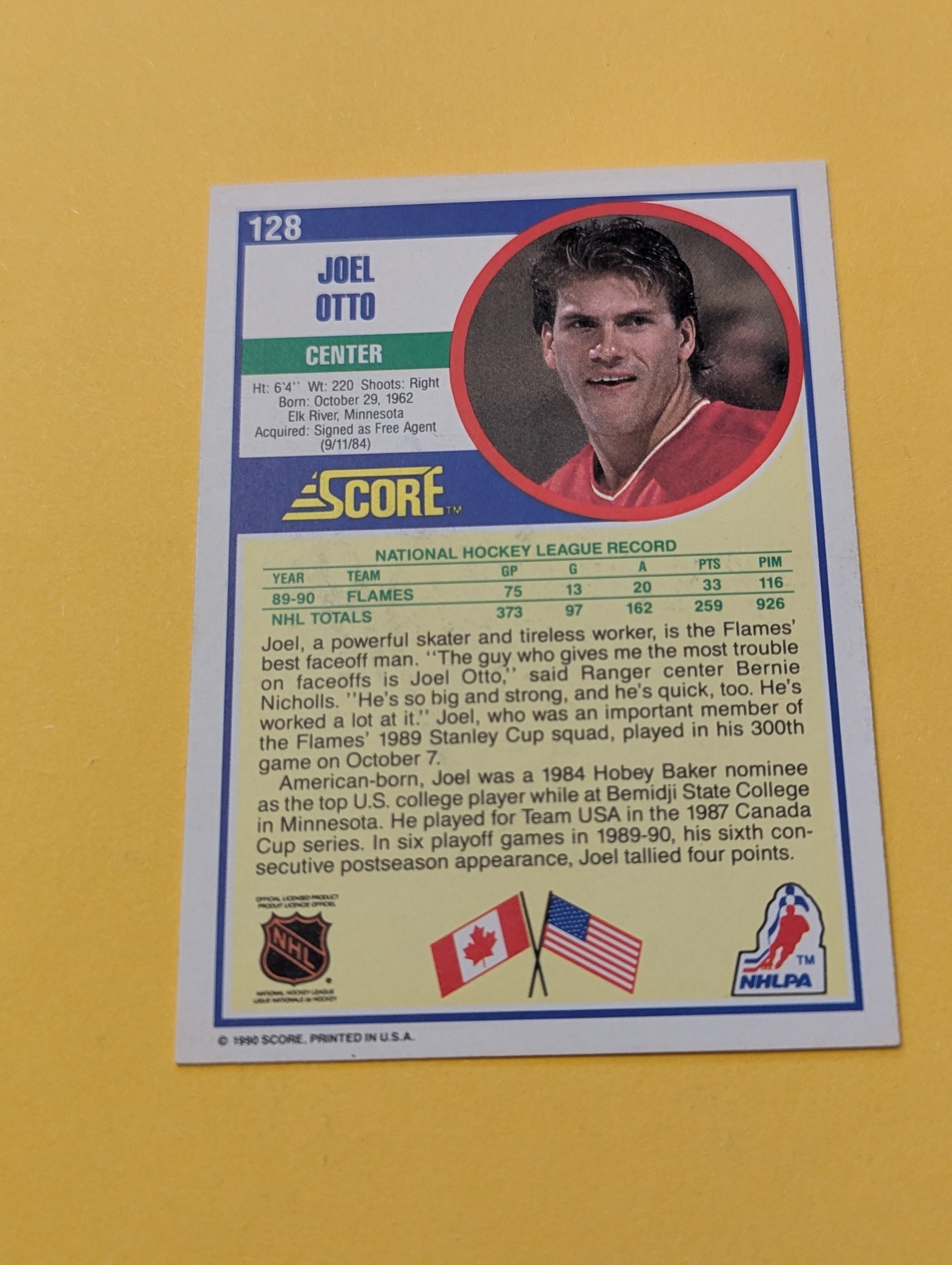 Joel Otto Signed Calgary Flames Card