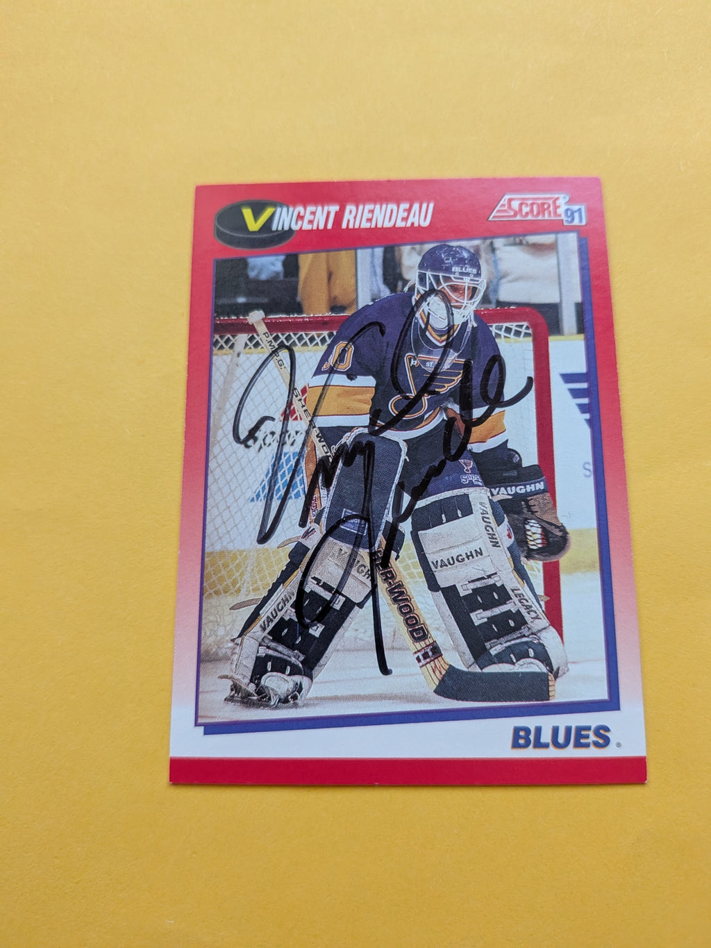 Vincent Riendeau Signed St. Louis Blues Card F