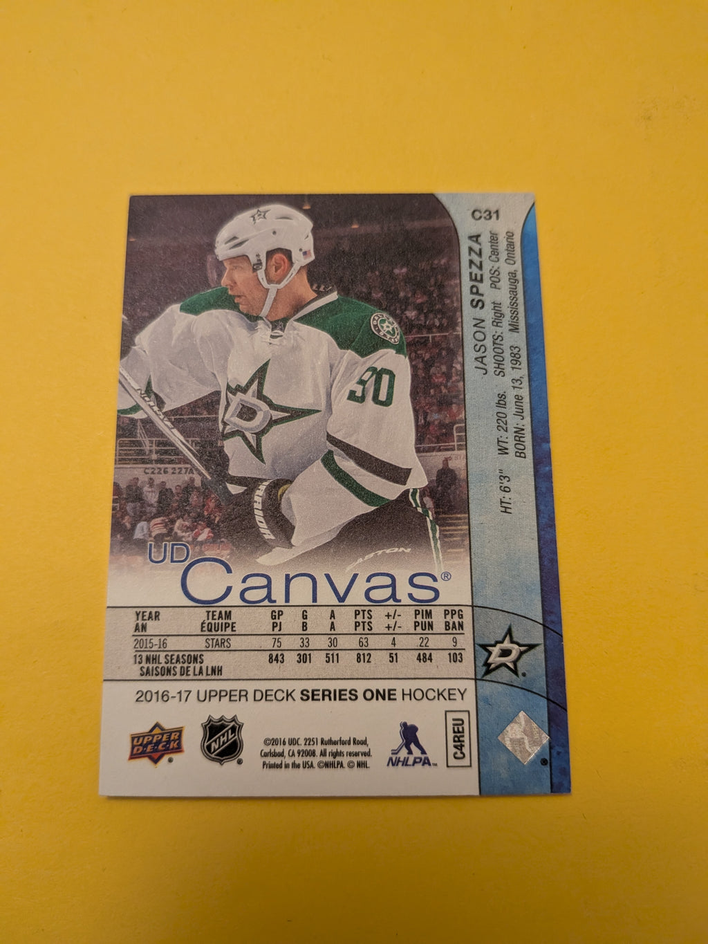 Jason Spezza 16-17 Upper Deck UD Canvas Card
