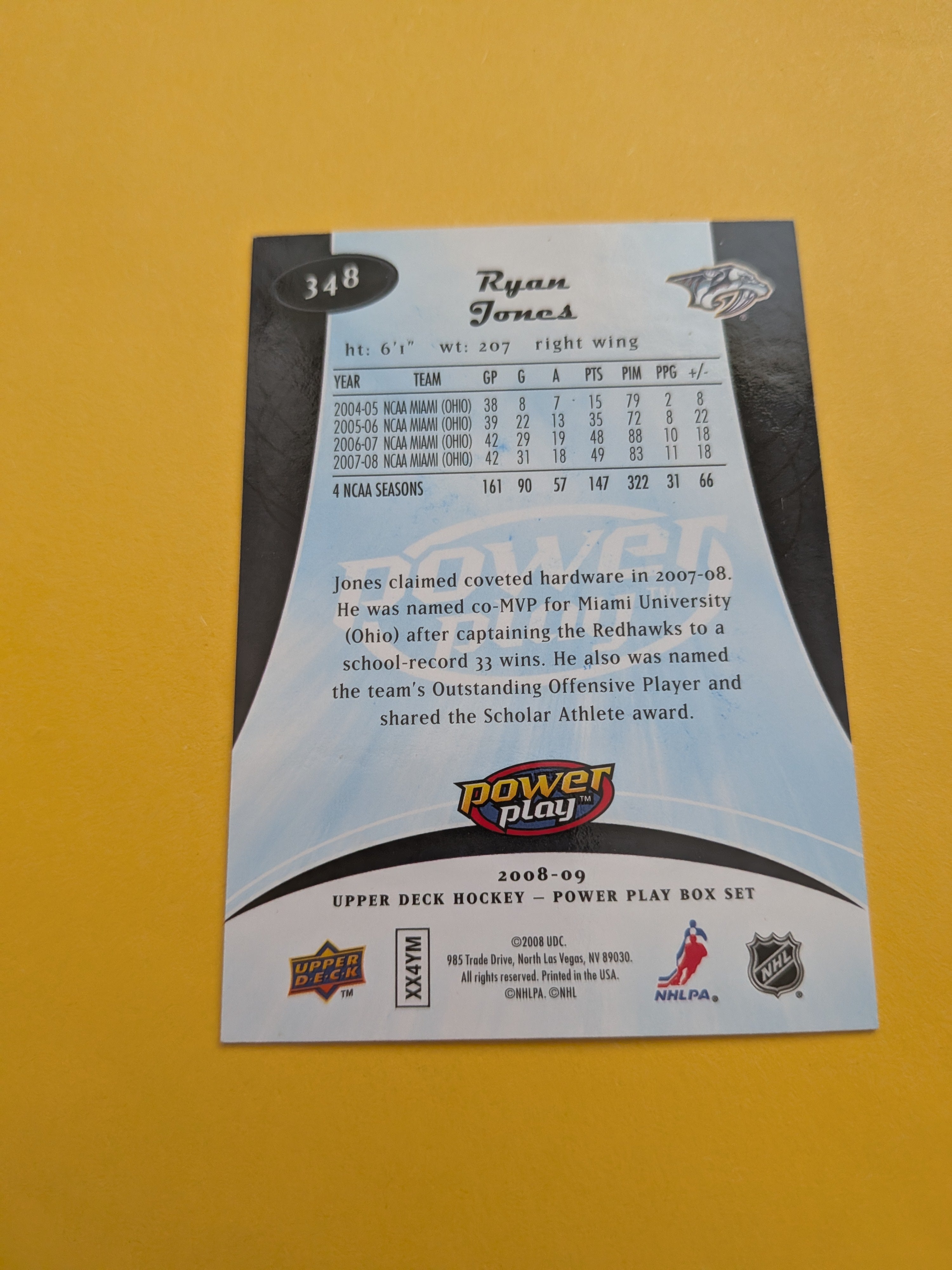 Ryan Jones Signed Nashville Predators Rookie Card C