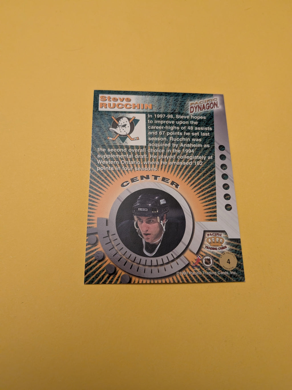 Steve Rucchin Signed Anaheim Ducks Card A