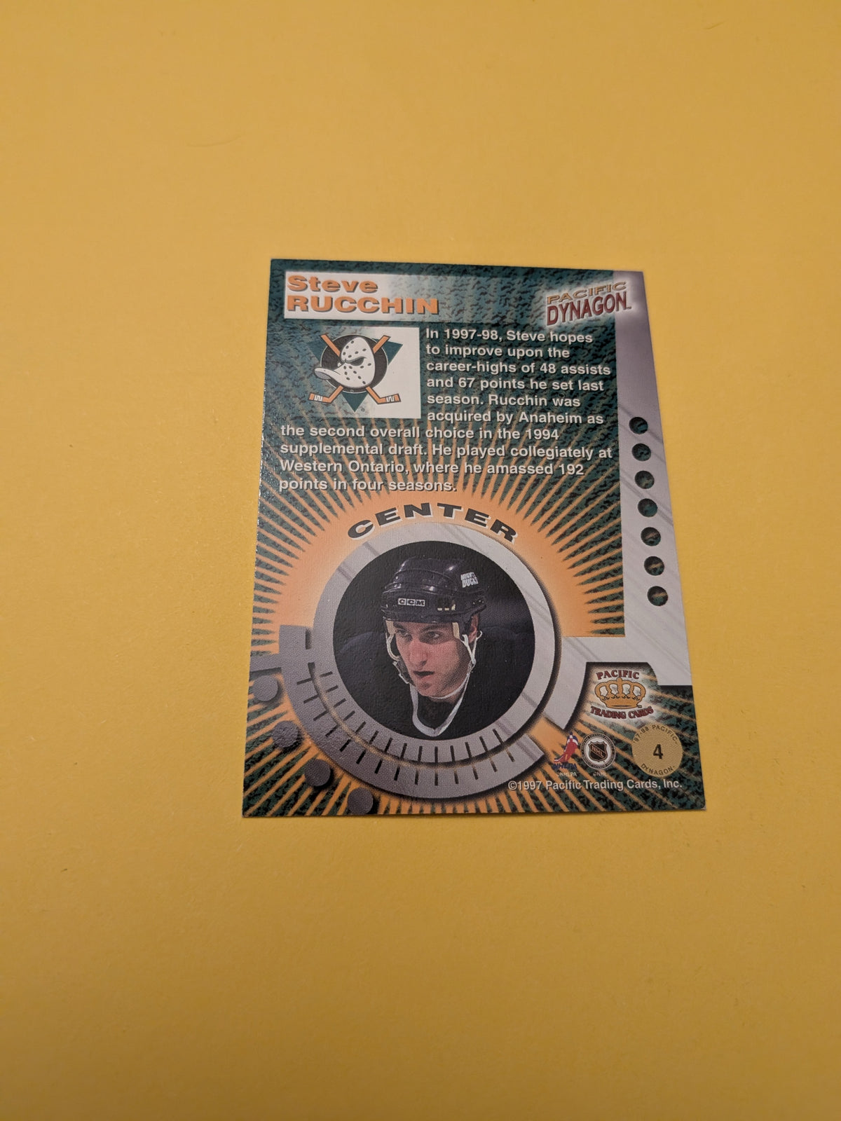 Steve Rucchin Signed Anaheim Ducks Card A