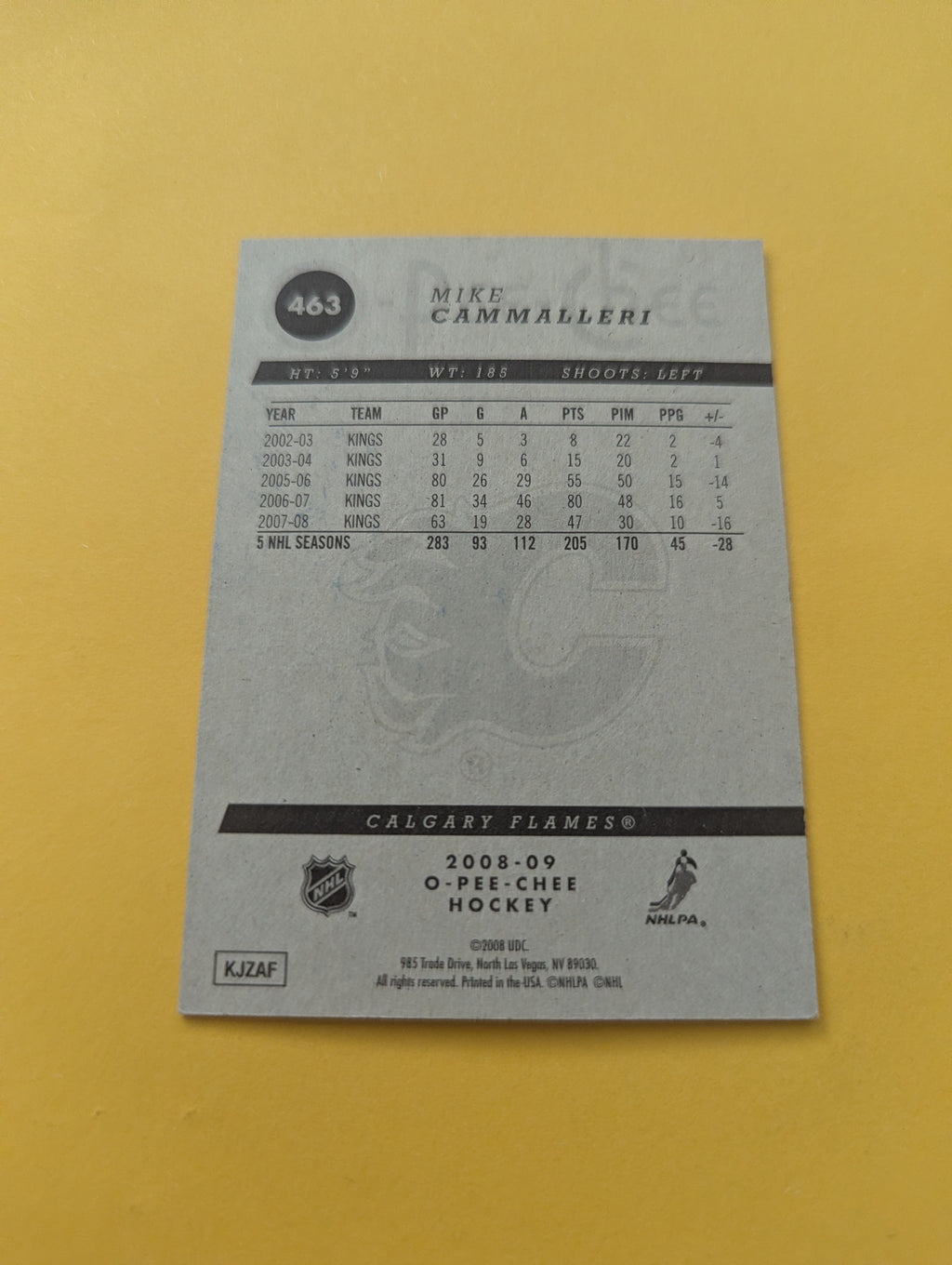 Mike Cammalleri Signed Los Angeles Kings Card