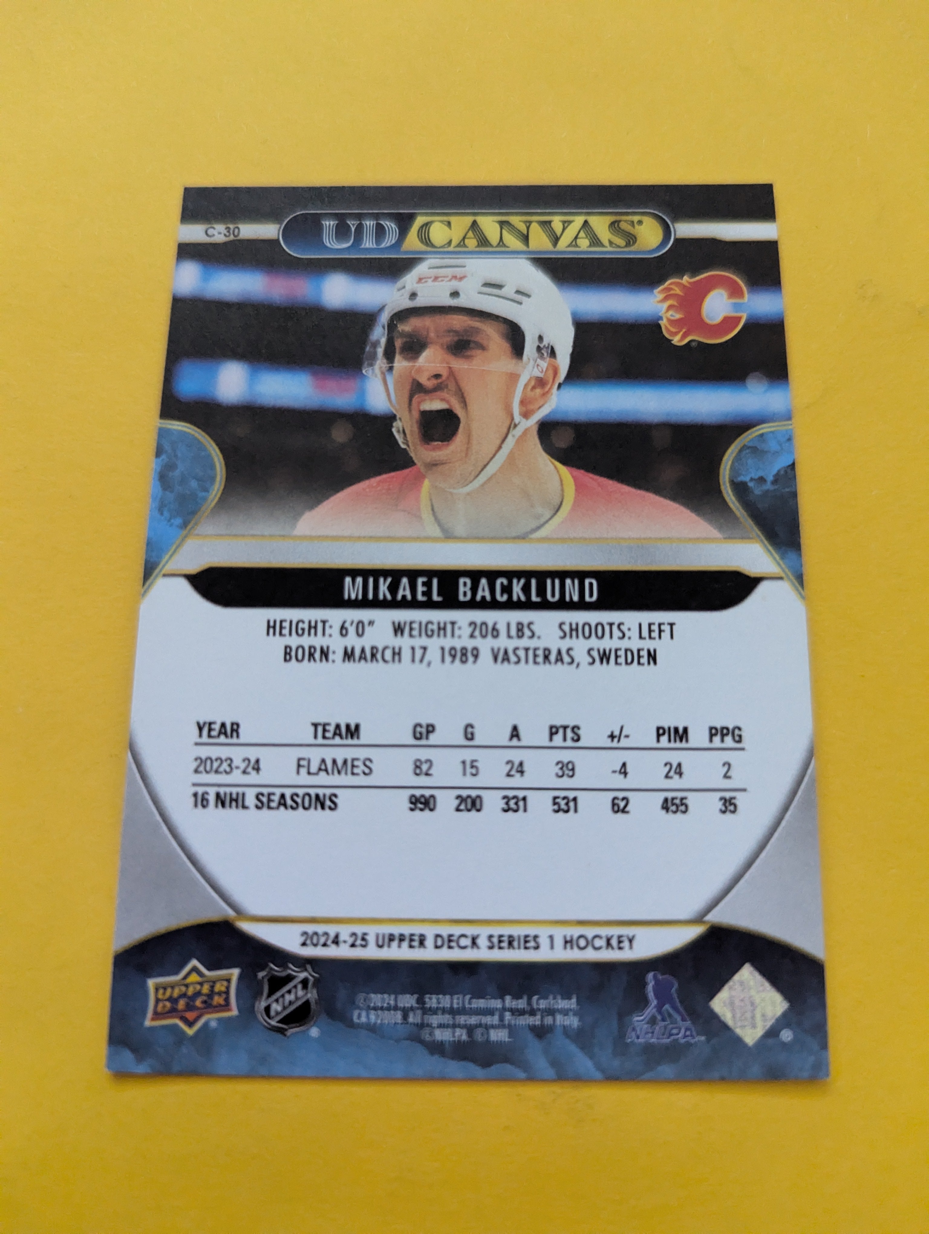 Mikael Backlund 24-25 Upper Deck UD Canvas Card