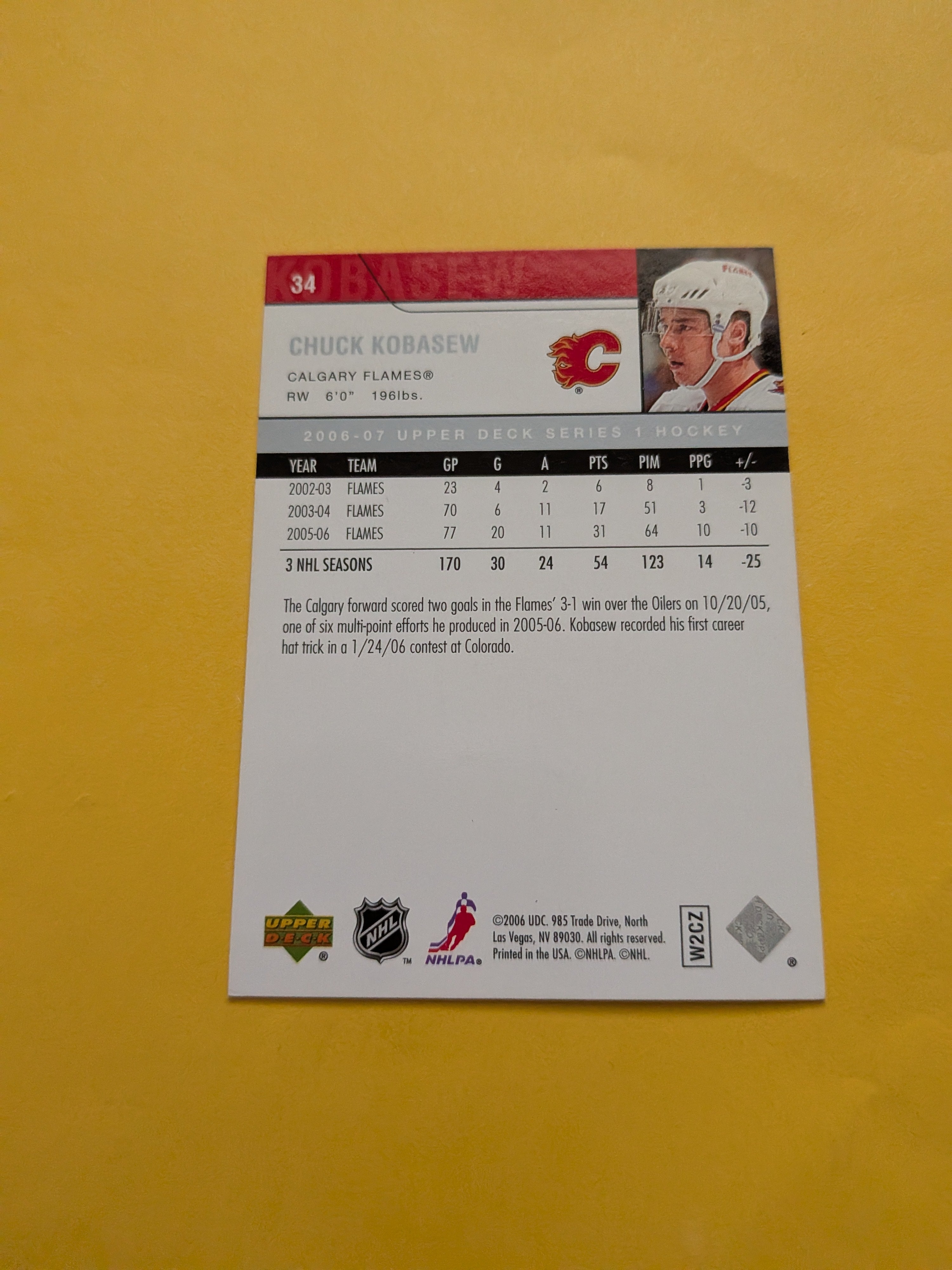 Chuck Kobasew Signed Calgary Flames Card F