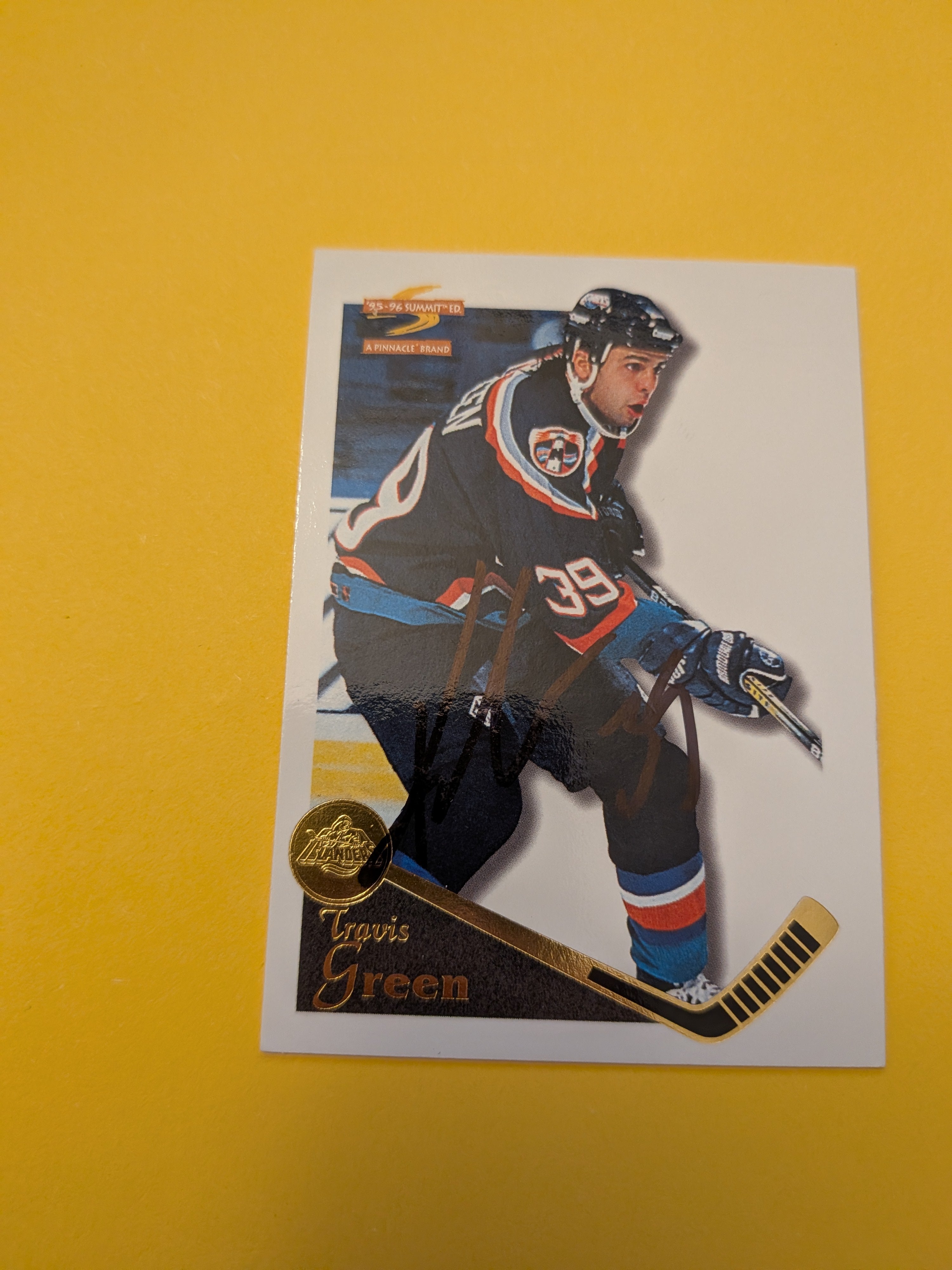 Travis Green Signed New York Islanders Card A
