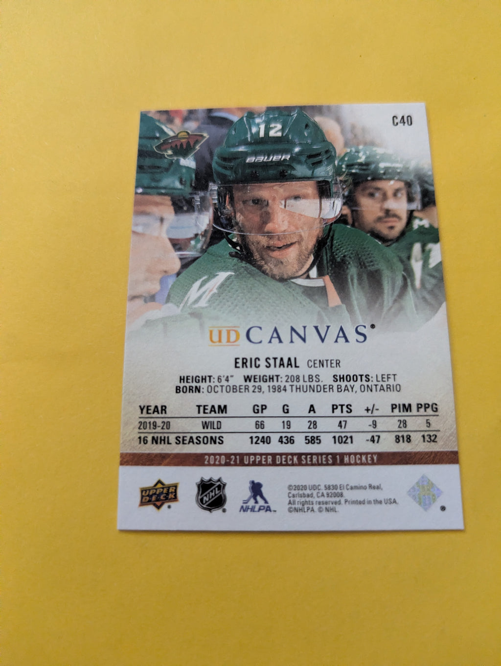 Eric Staal 20-21 Upper Deck UD Canvas Card
