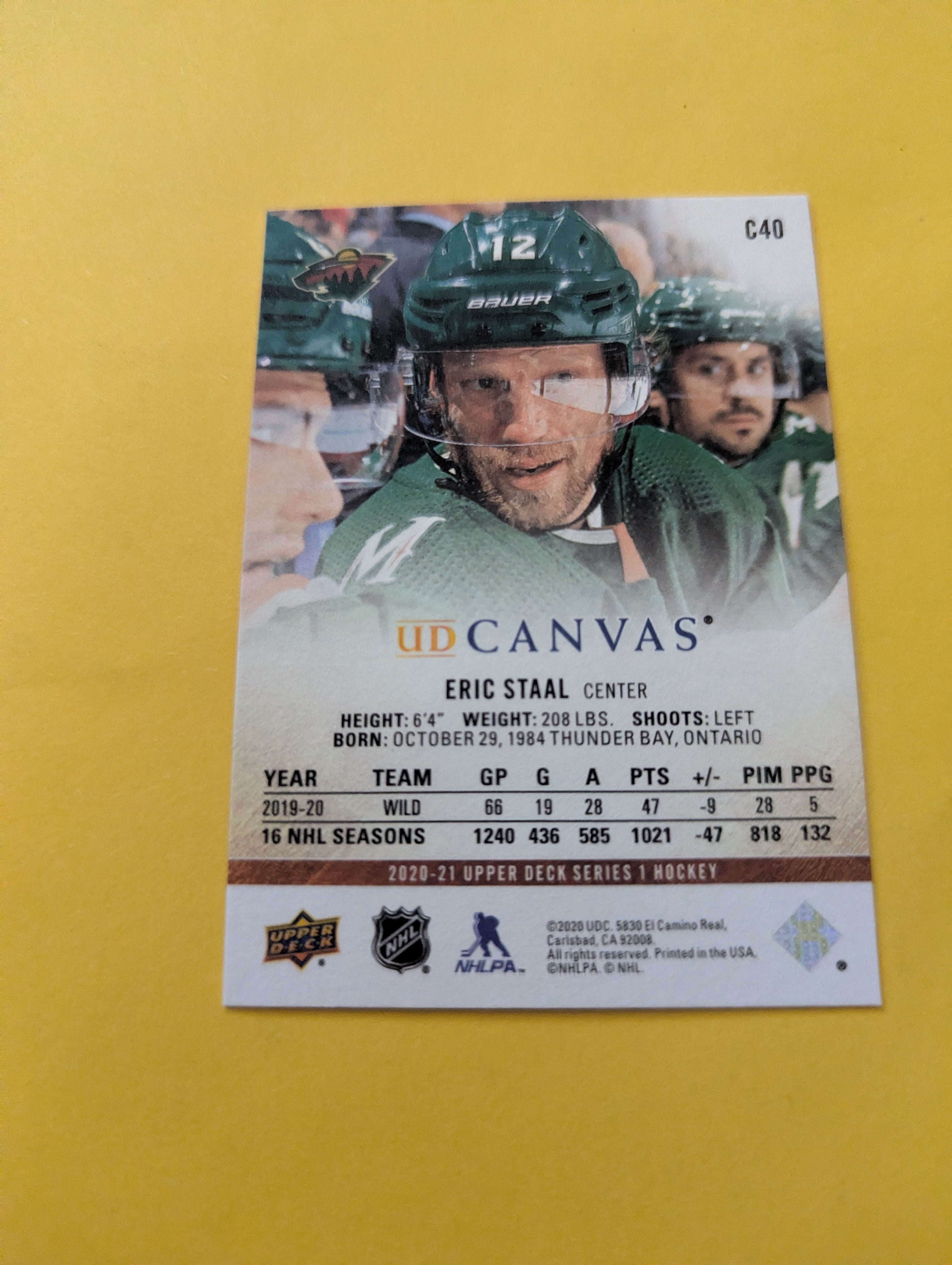 Eric Staal 20-21 Upper Deck UD Canvas Card