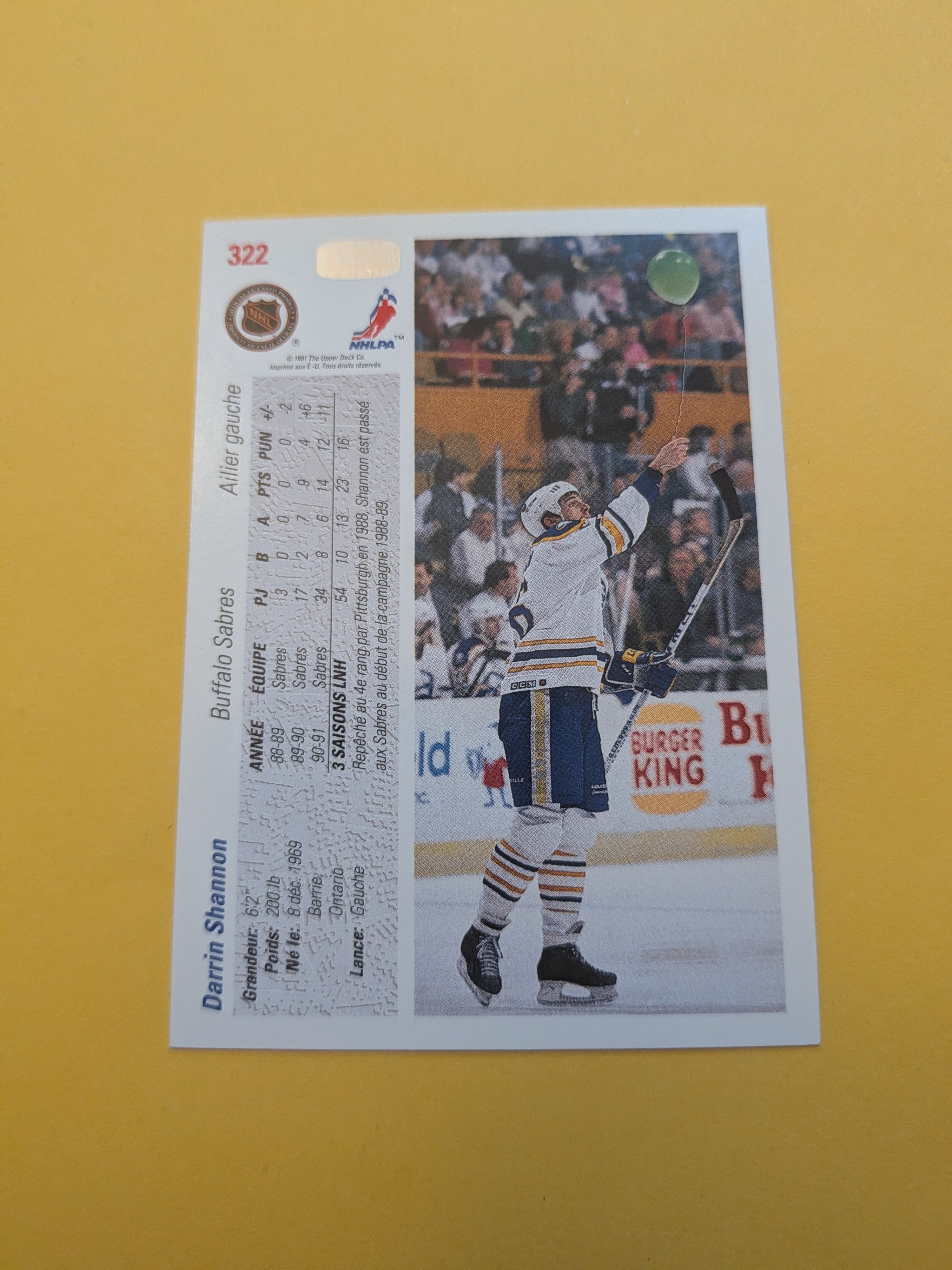 Darrin Shannon Signed Buffalo Sabres Card G