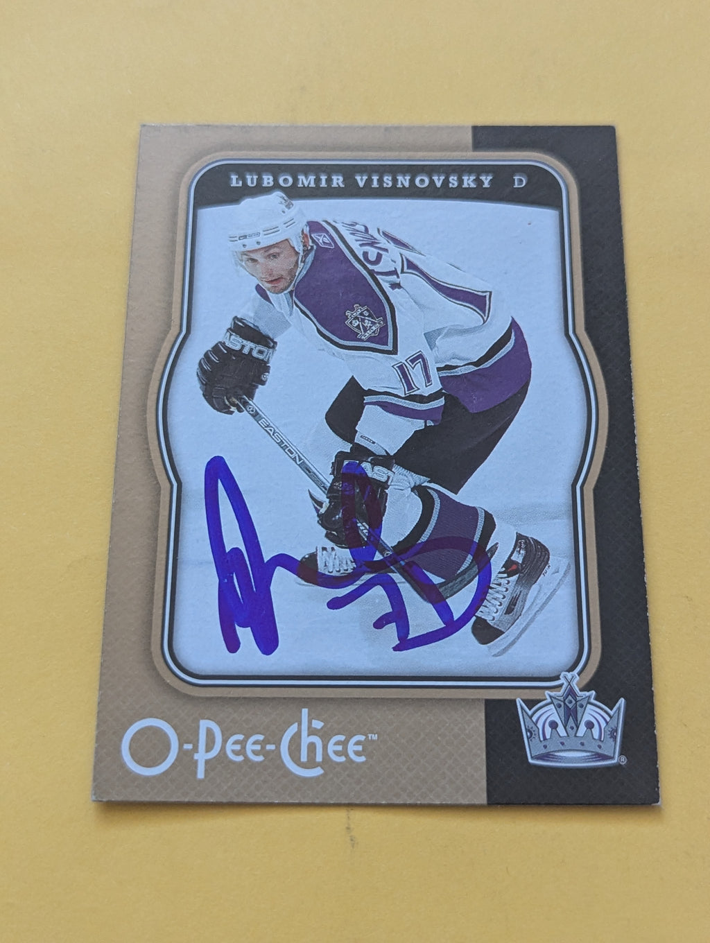 Lubomir Visnovsky Signed Los Angeles Kings Card F