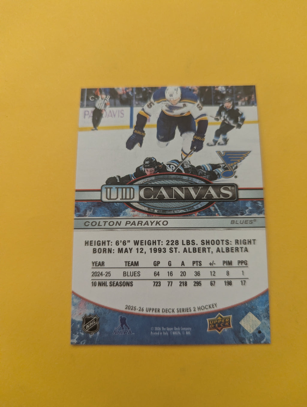 Colton Parayko 25-26 Upper Deck UD Canvas Card