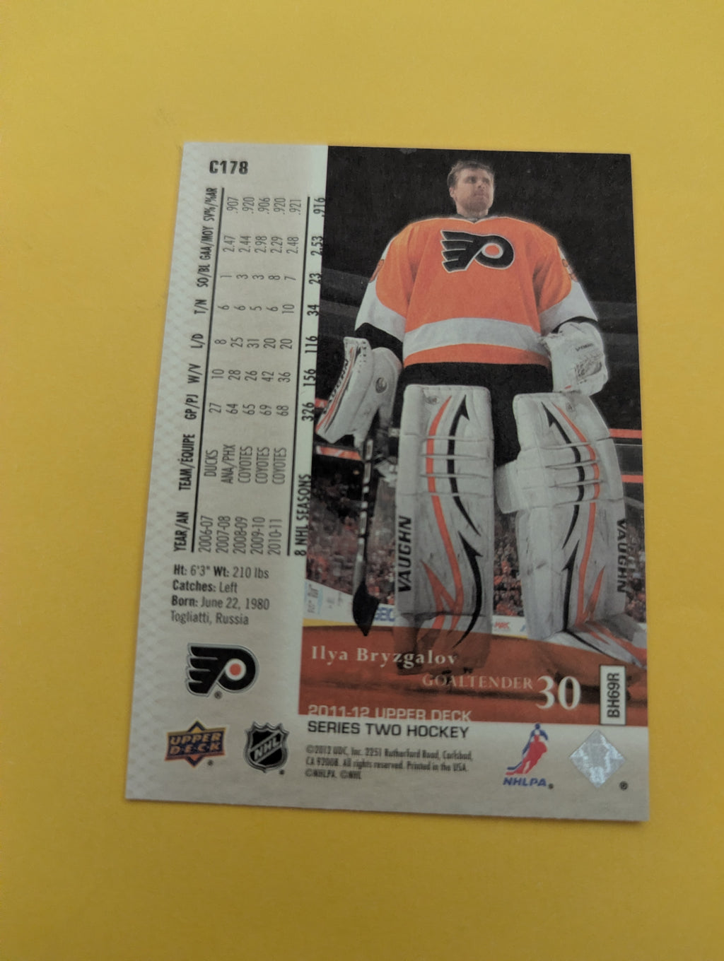 Ilya Bryzgalov 11-12 Upper Deck UD Canvas Card